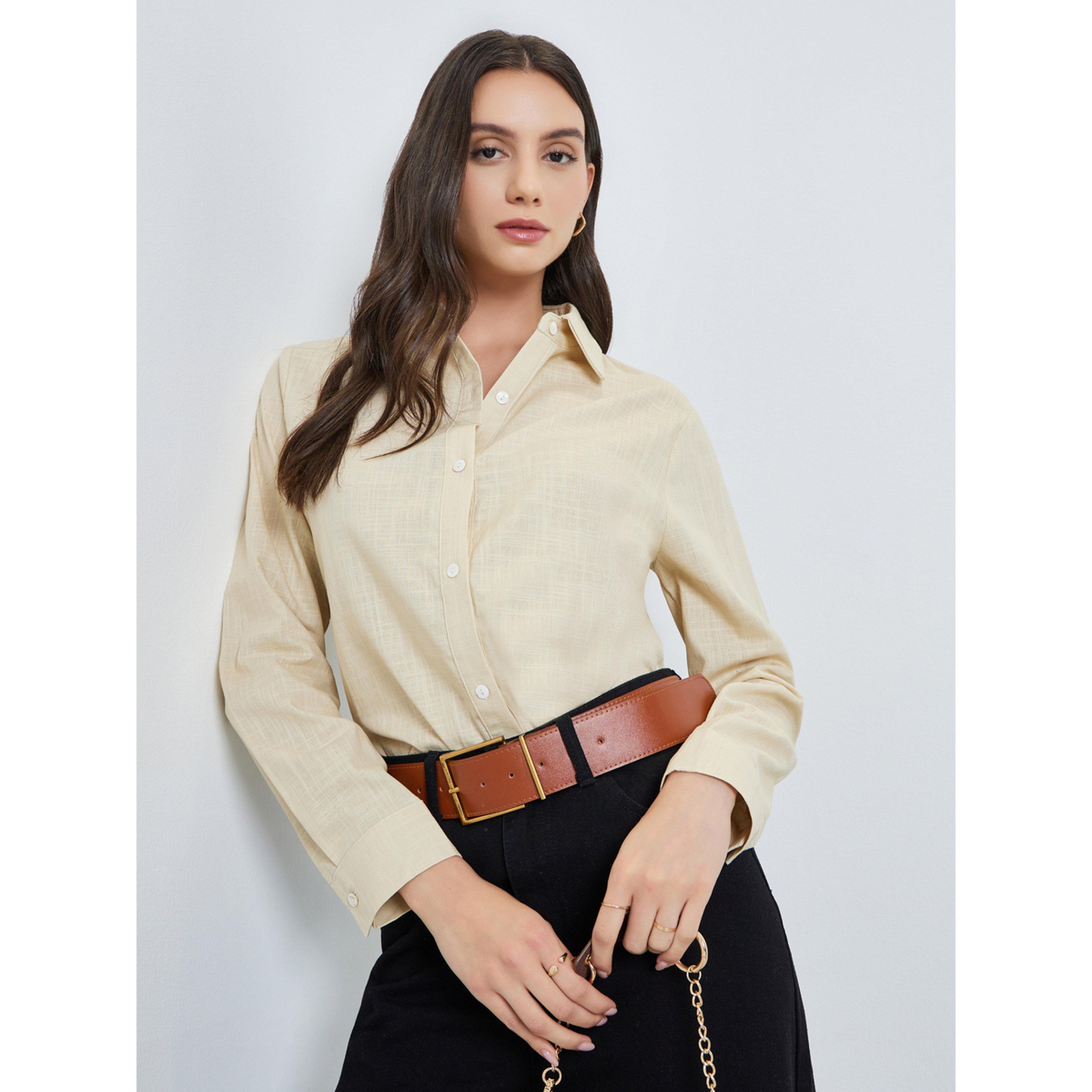 Take Two Beige Solid Long Sleeve Shirt-women-clothing-shirtsandblouses-shirts-image-3