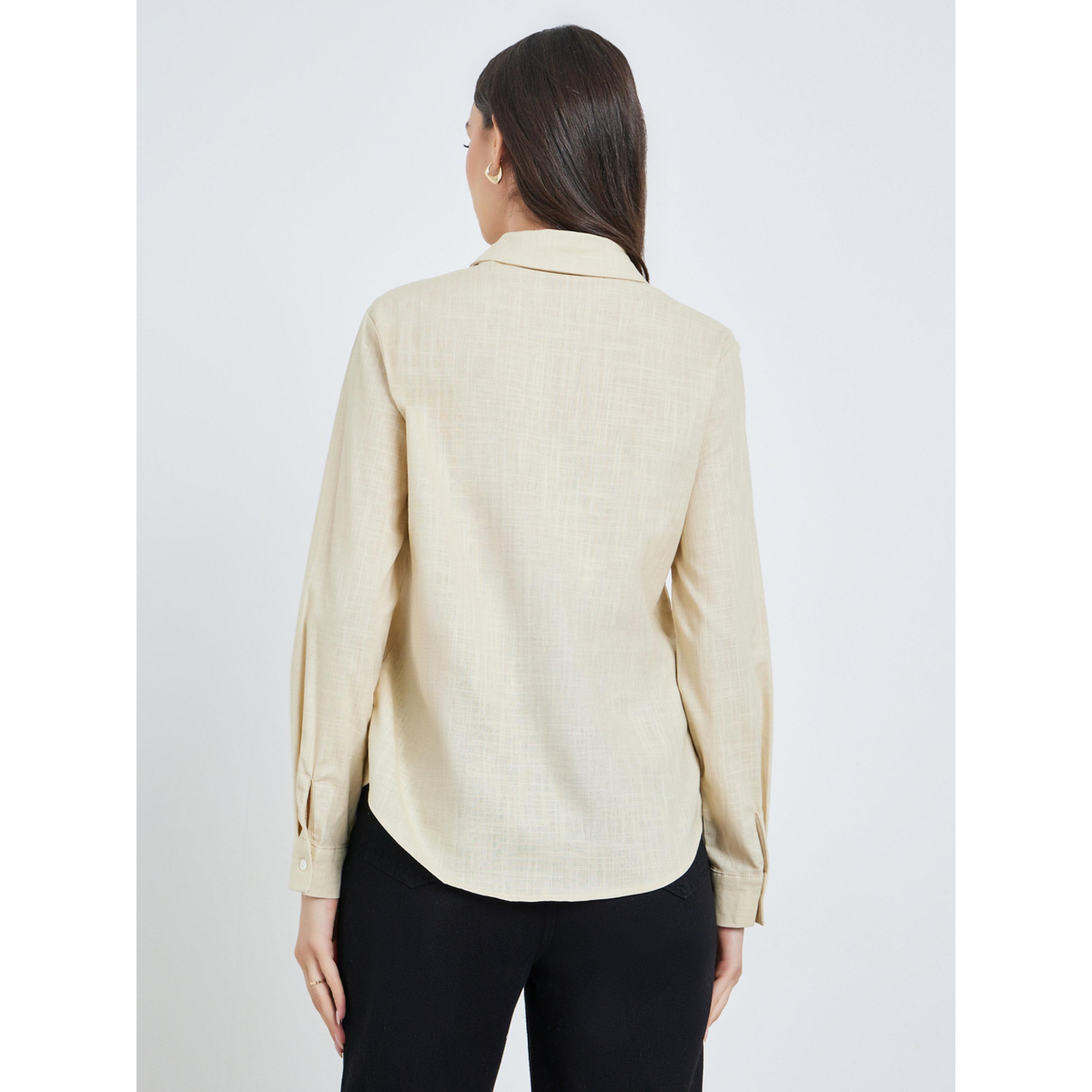 Take Two Beige Solid Long Sleeve Shirt-women-clothing-shirtsandblouses-shirts-image-4