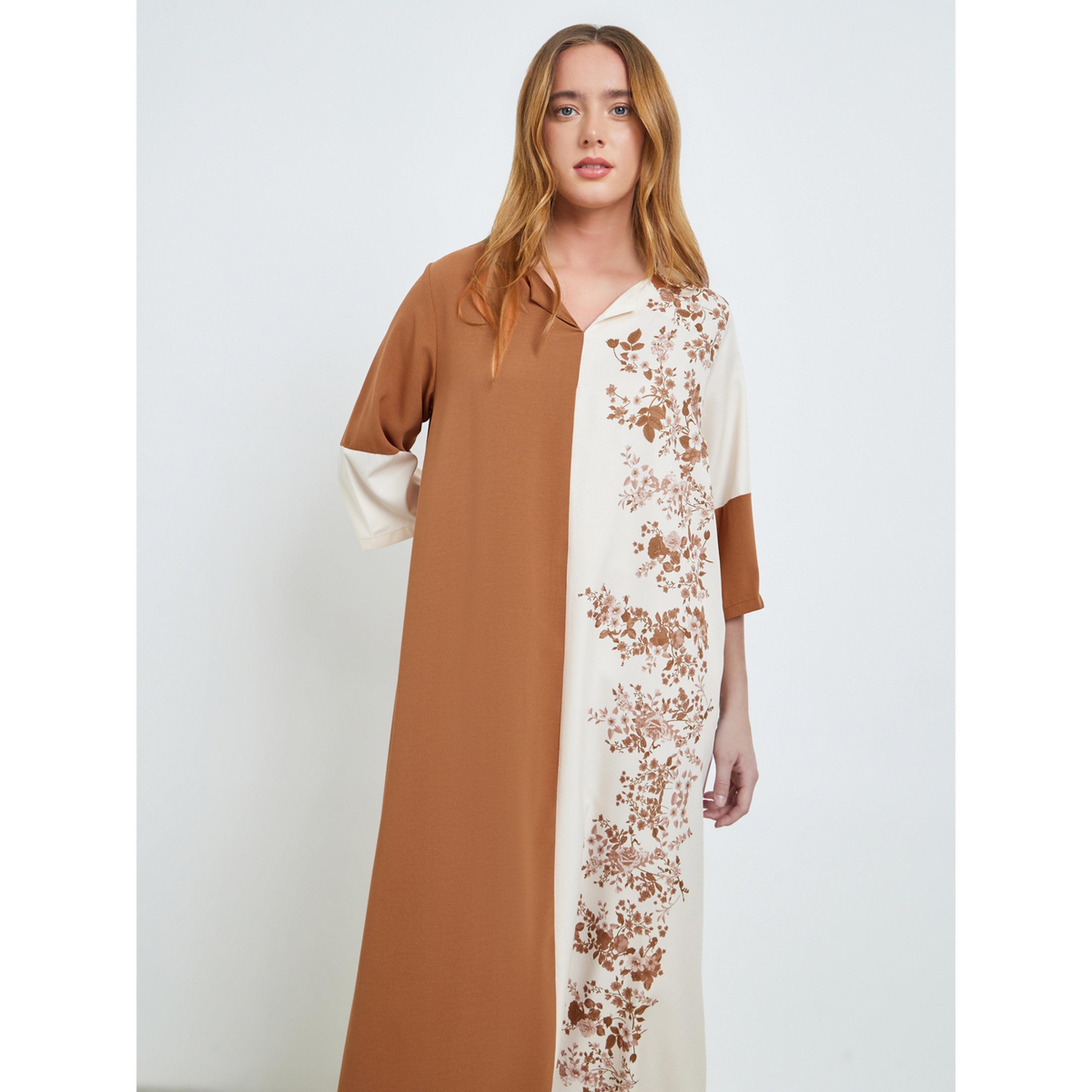 Take Two Color Block 3/4 Sleeves Jalabiya-women-arabicclothing-jalabiyas-image-2