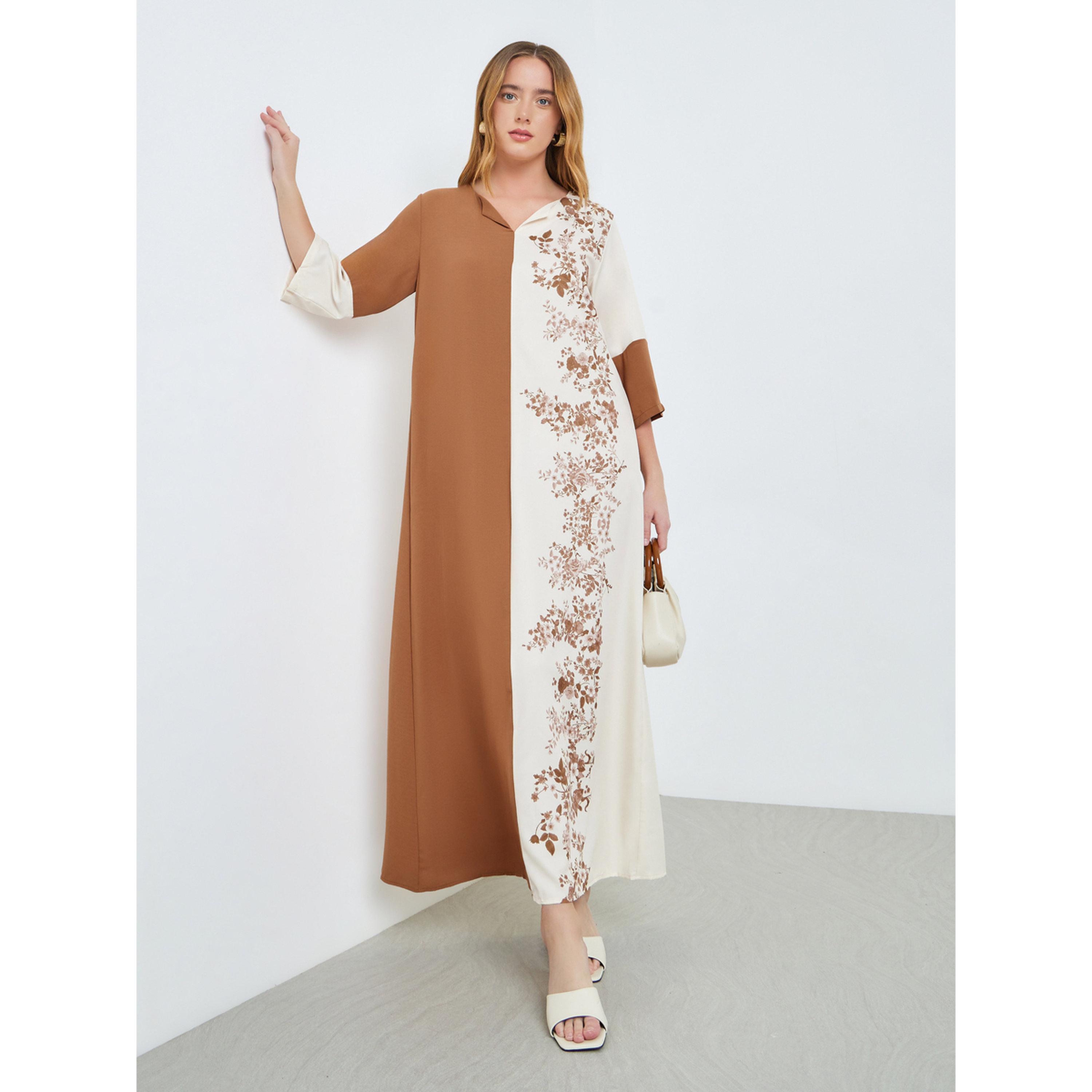 Take Two Color Block 3/4 Sleeves Jalabiya-women-arabicclothing-jalabiyas-image-3