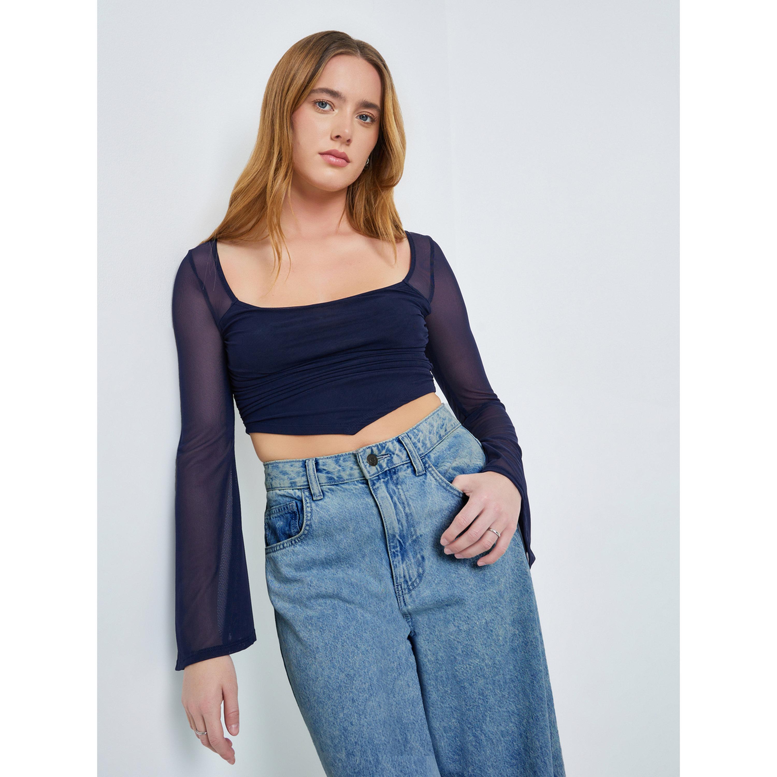 بلوزة قصيرة بياقة مربعة-women-clothing-shirtsandblouses-blouses-image-1
