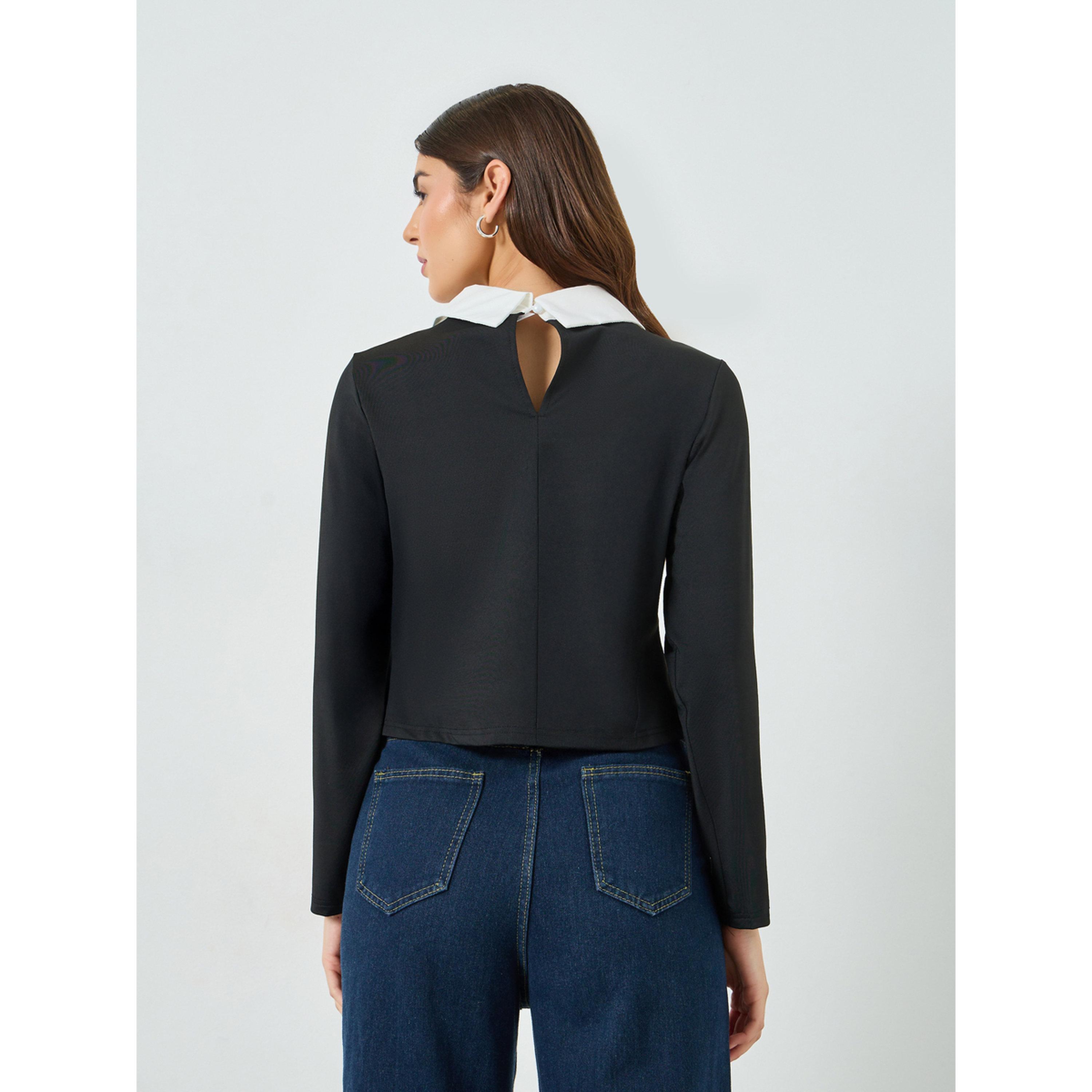 بلوزة بأكمام طويلة وياقة بلون متباين-women-clothing-shirtsandblouses-blouses-image-4