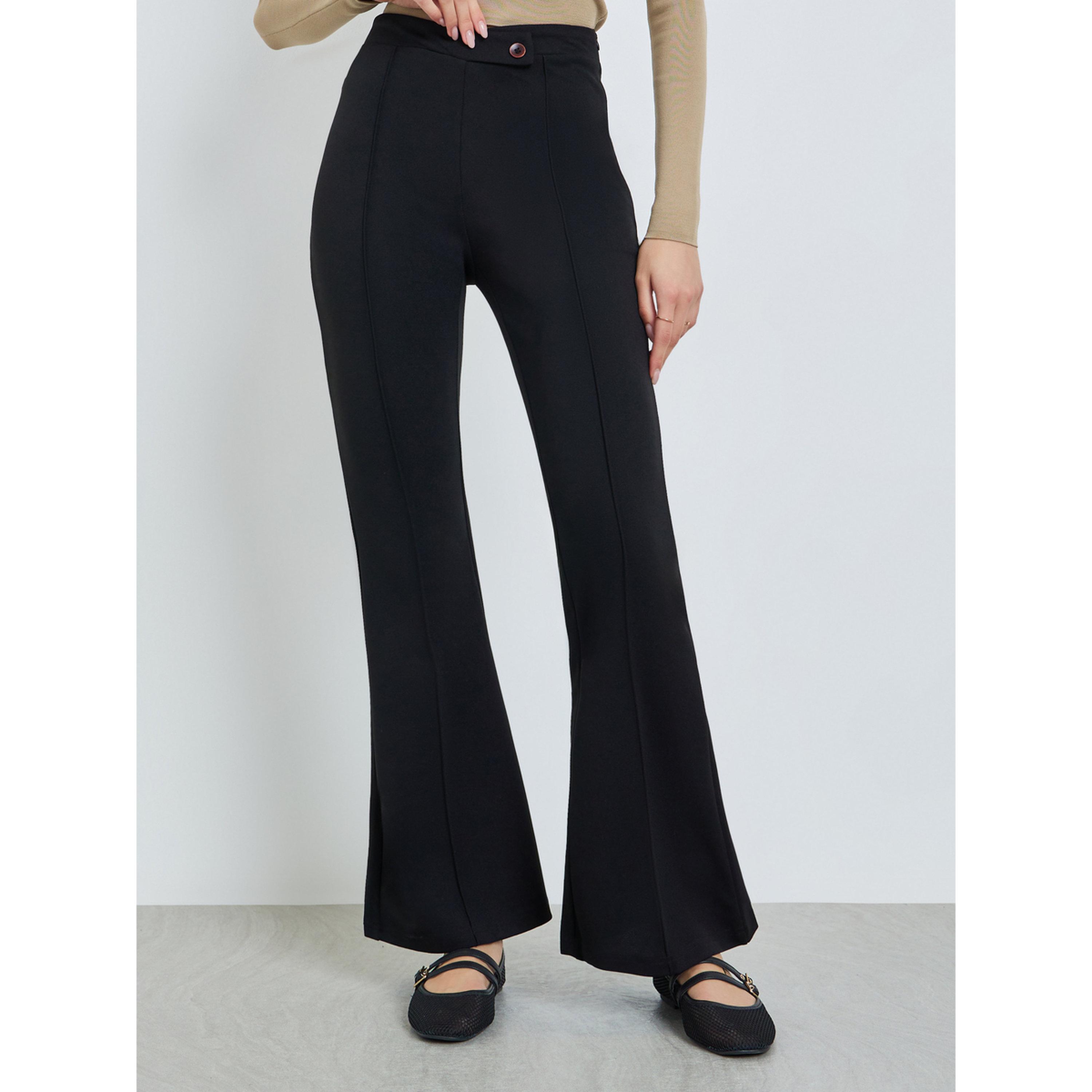 Take Two Black Solid Front Pintuck Bootcut Pants-women-clothing-bottoms-joggers-image-1