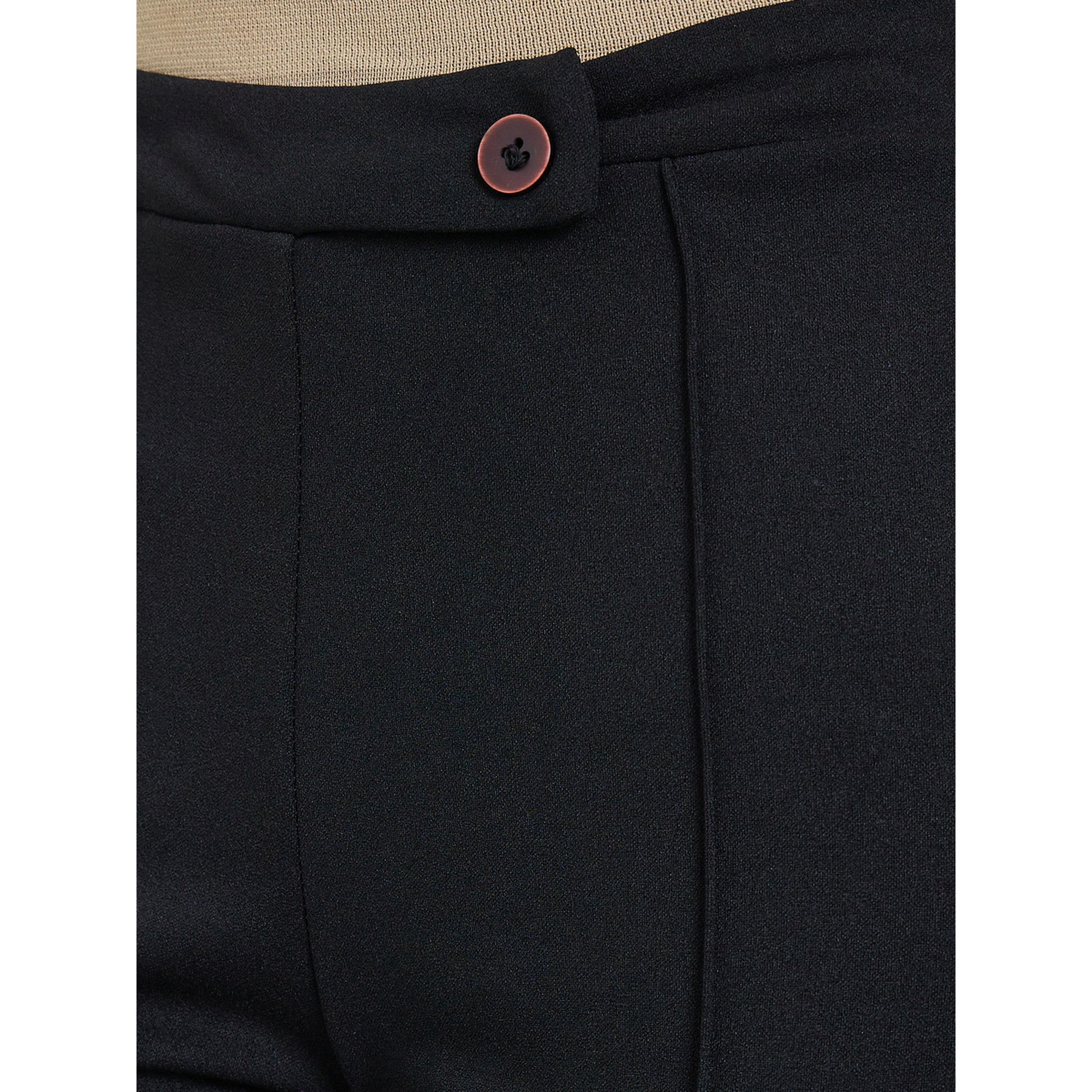 تيك تو × ستايلي - بنطال أسود سادة بقصة واسعة من الأسفل مع ثنيات أمامية-women-clothing-bottoms-joggers-image-2