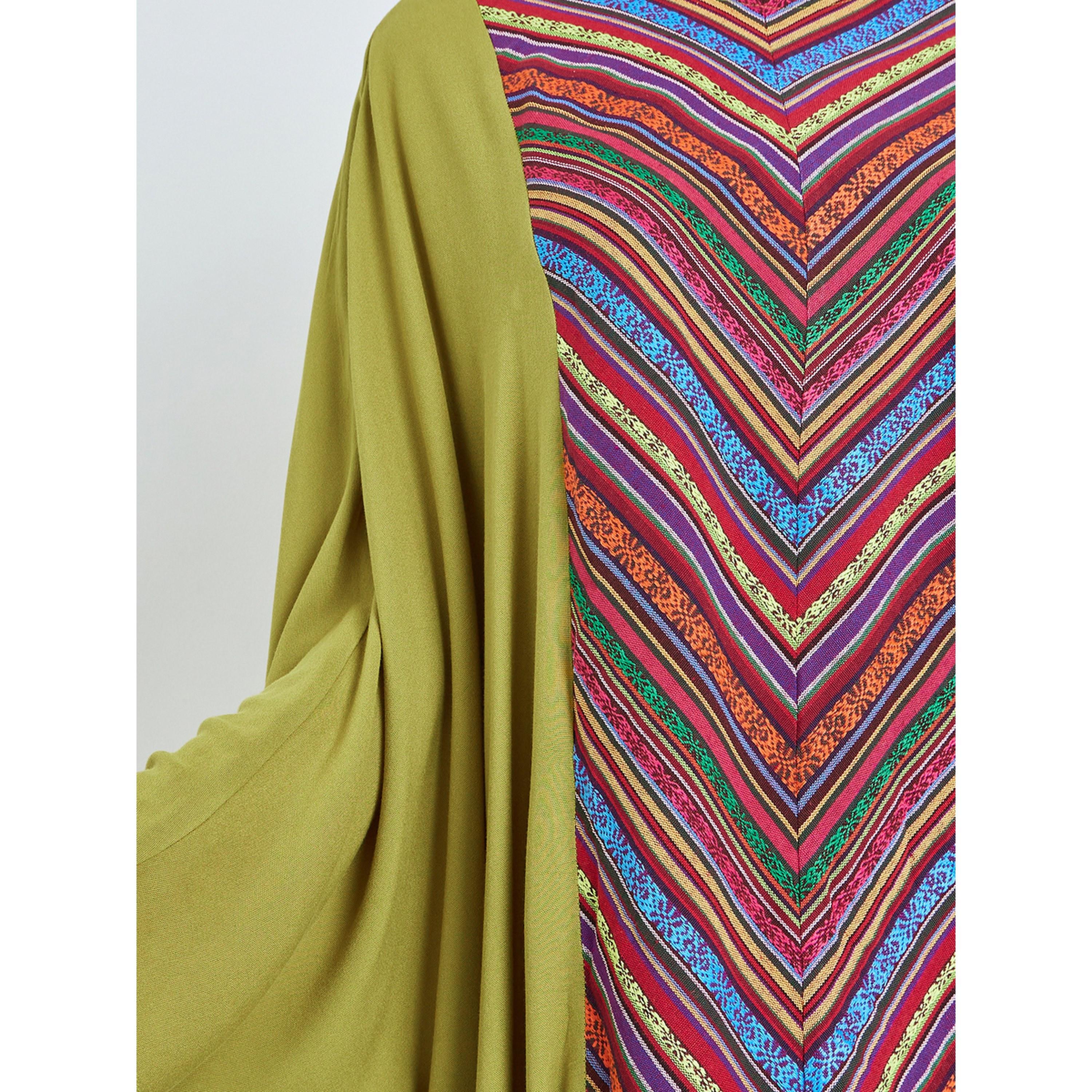 Take Two Green Batwing Sleeves Patterned Kaftan-women-arabicclothing-kaftan-image-5