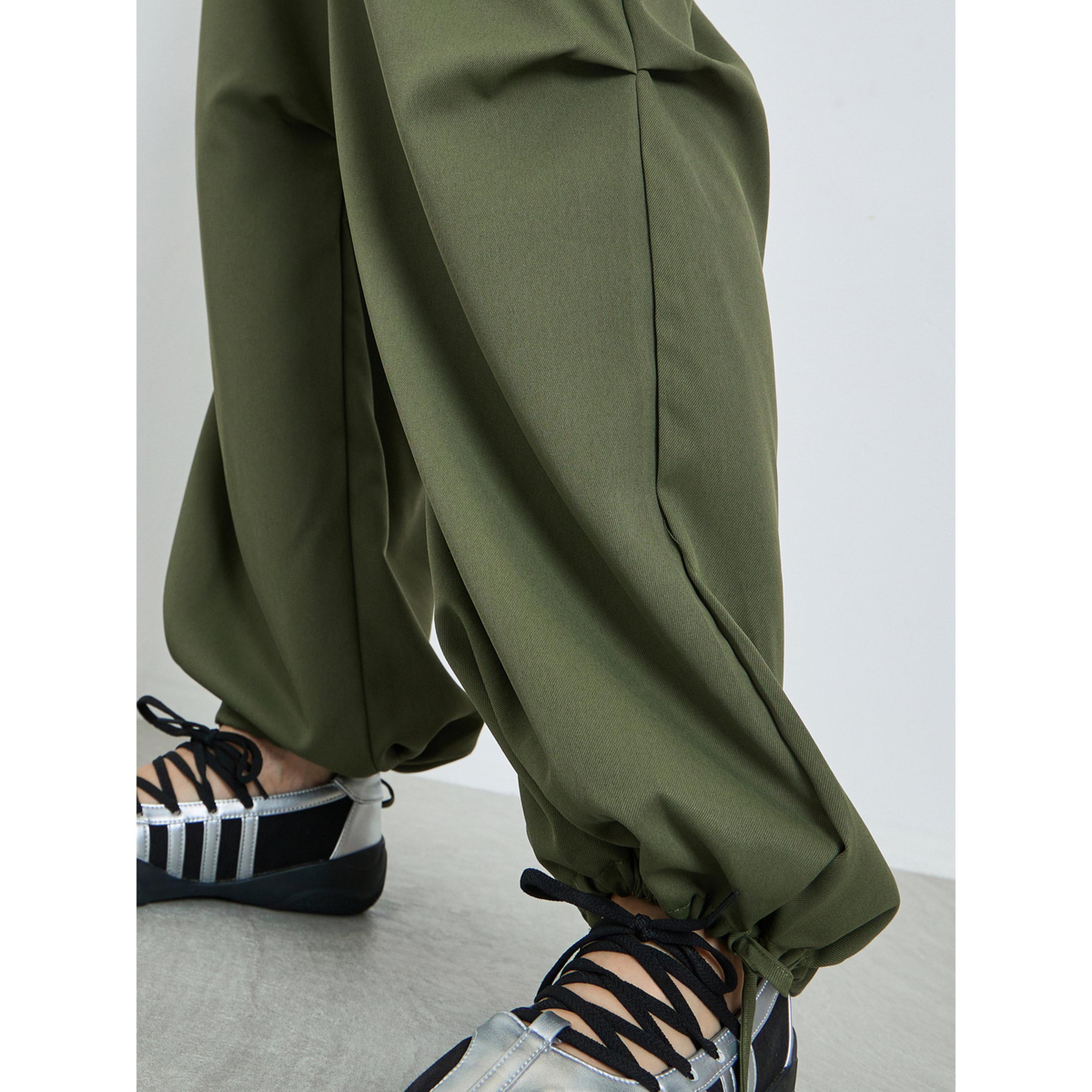 Take Two Green Baggy Cargo Pants with Elastic Waistband-women-clothing-bottoms-joggers-image-4