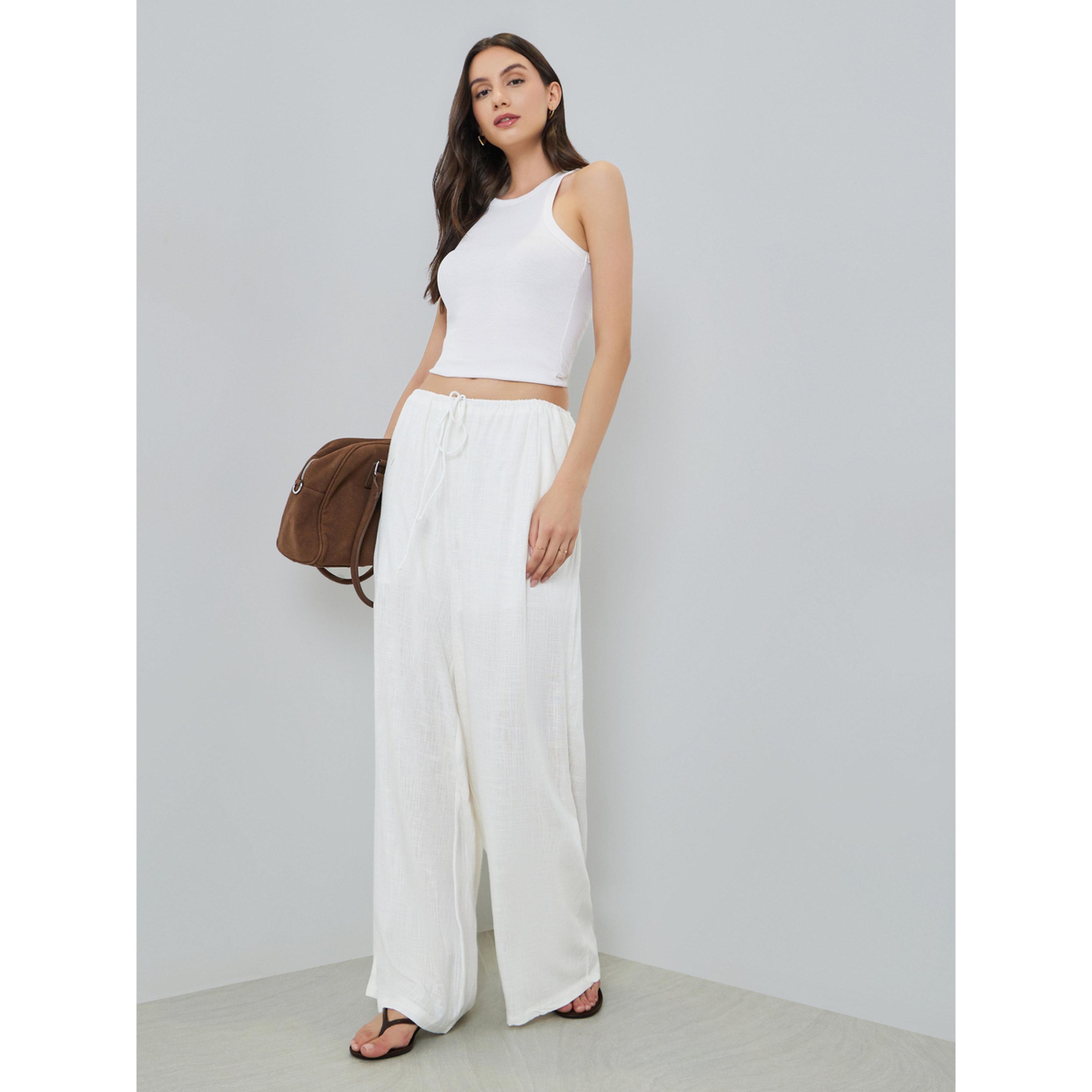 Take Two White Wide Leg Relaxed Fit Pants-women-clothing-bottoms-joggers-image-2