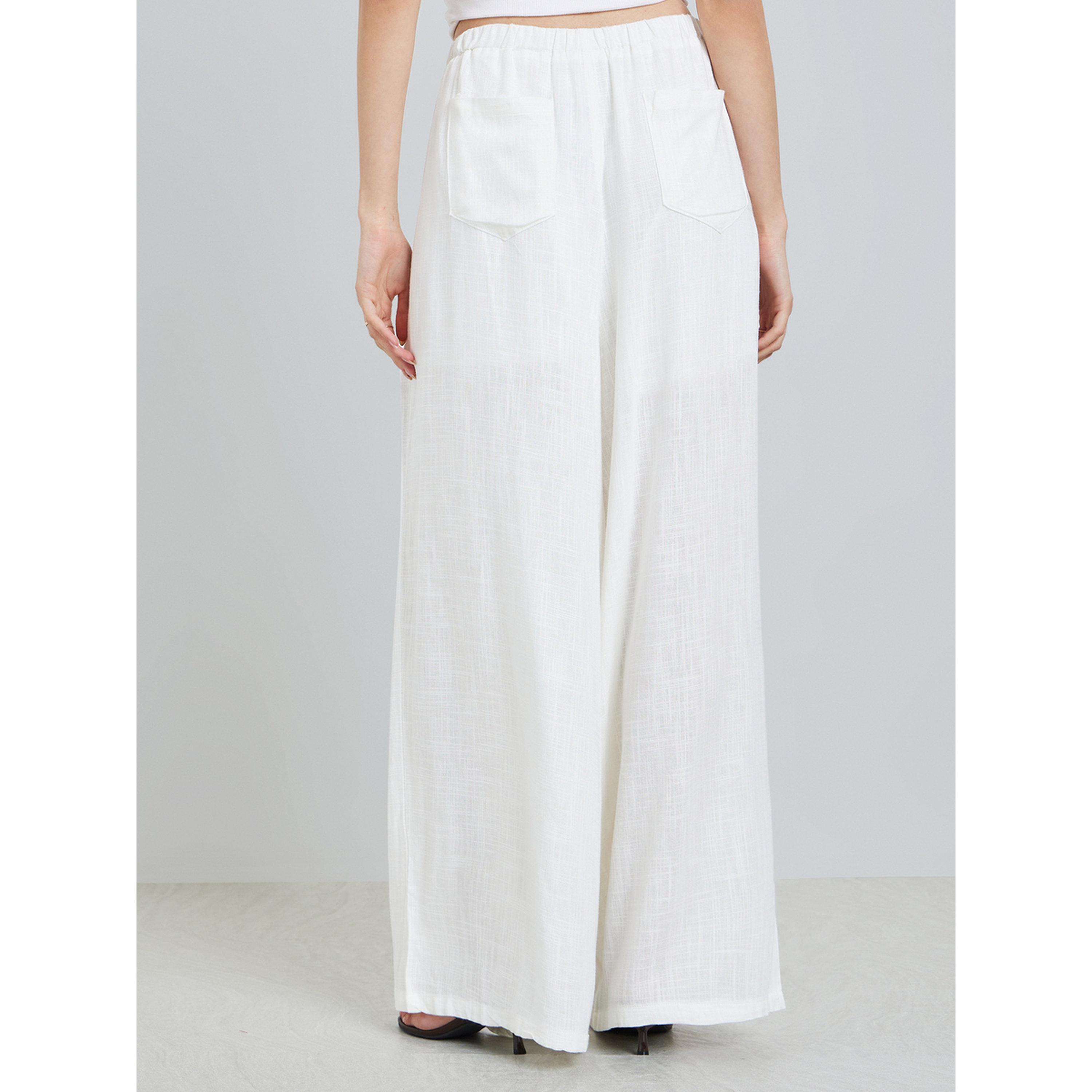 تيك تو × ستايلي - بنطال أبيض واسع الساقين بقصة مريحة-women-clothing-bottoms-joggers-image-4