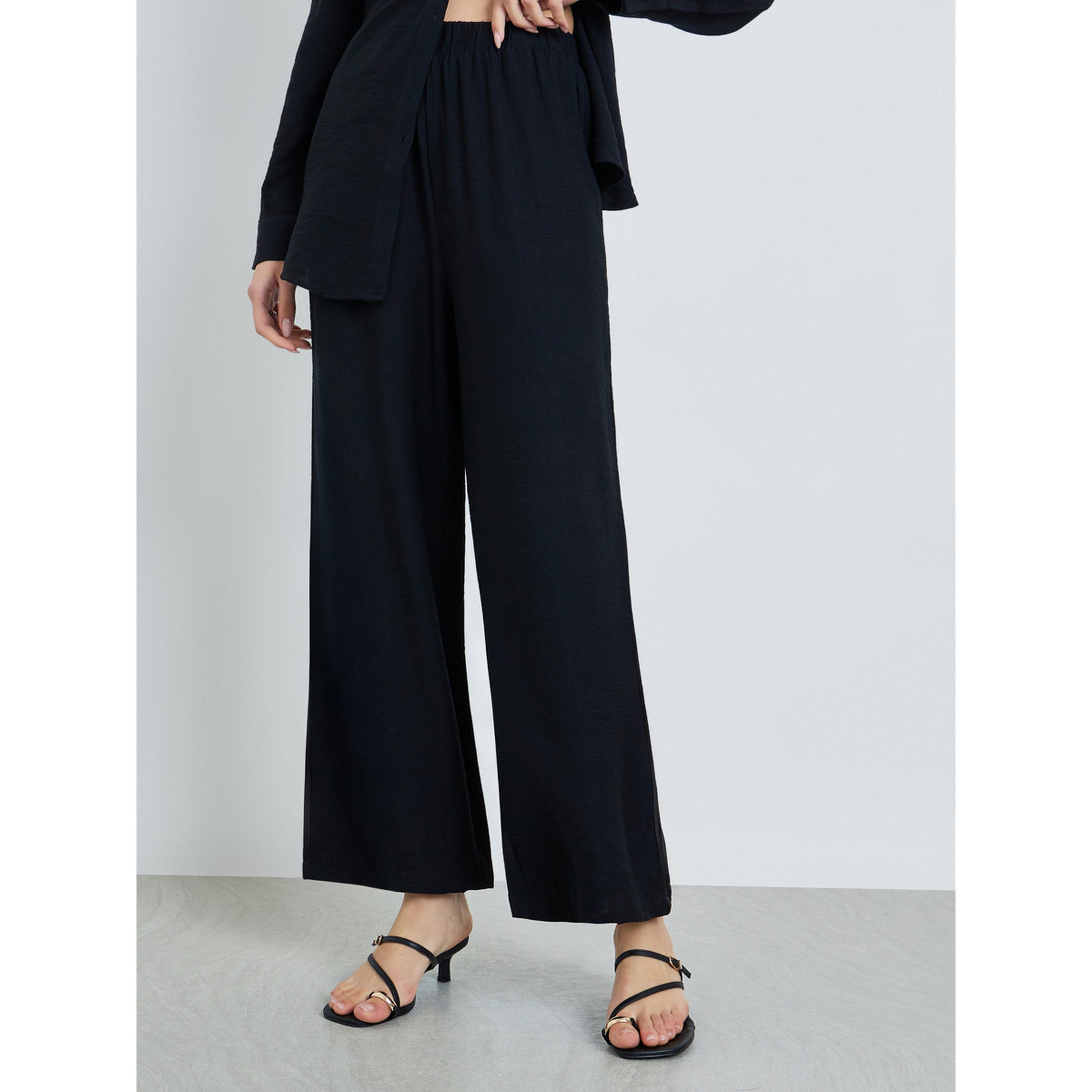 Take Two Black Lace Detail Longline Shirt and Pants Co-Ords-women-clothing-coordsets-image-4