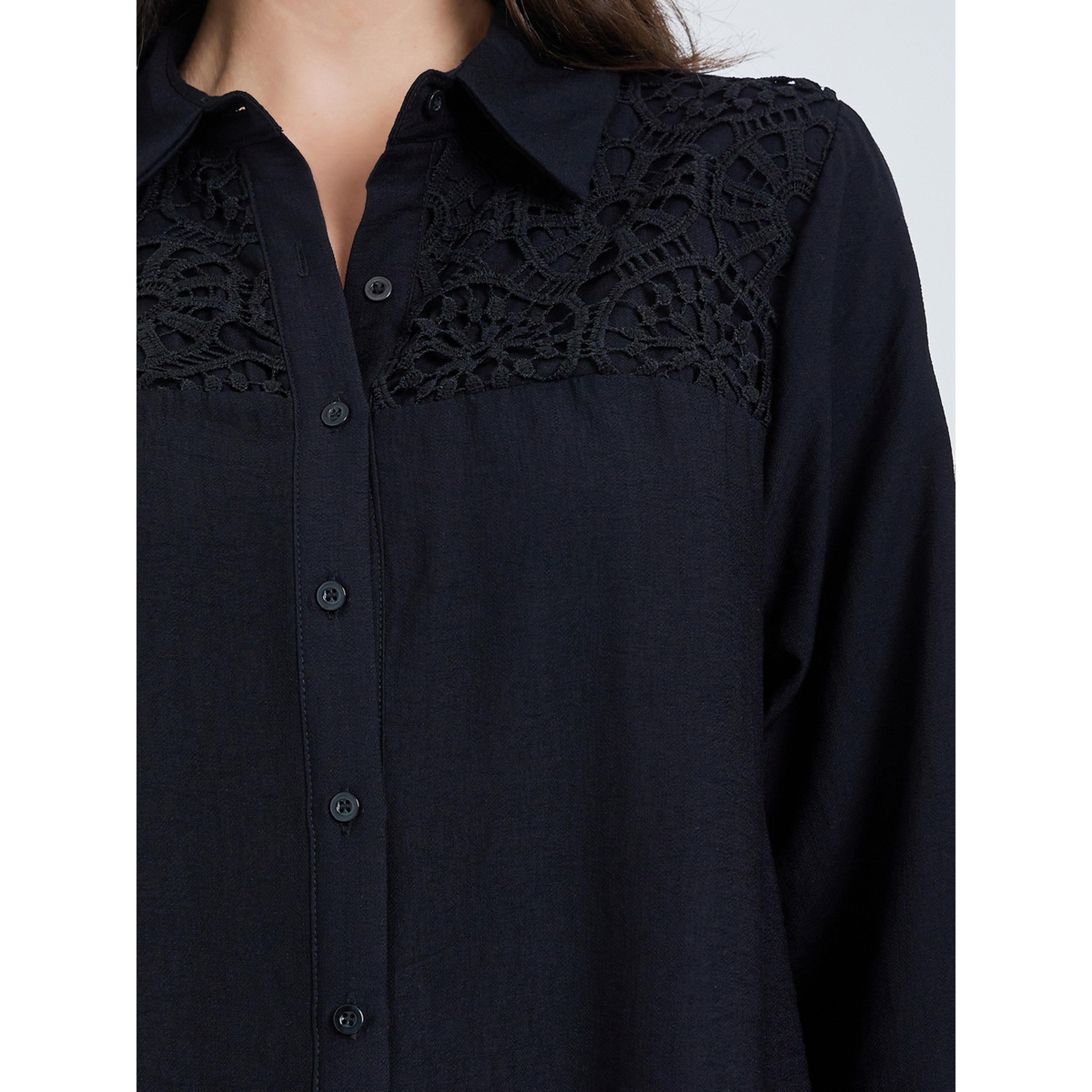 Take Two Black Lace Detail Longline Shirt and Pants Co-Ords-women-clothing-coordsets-image-5