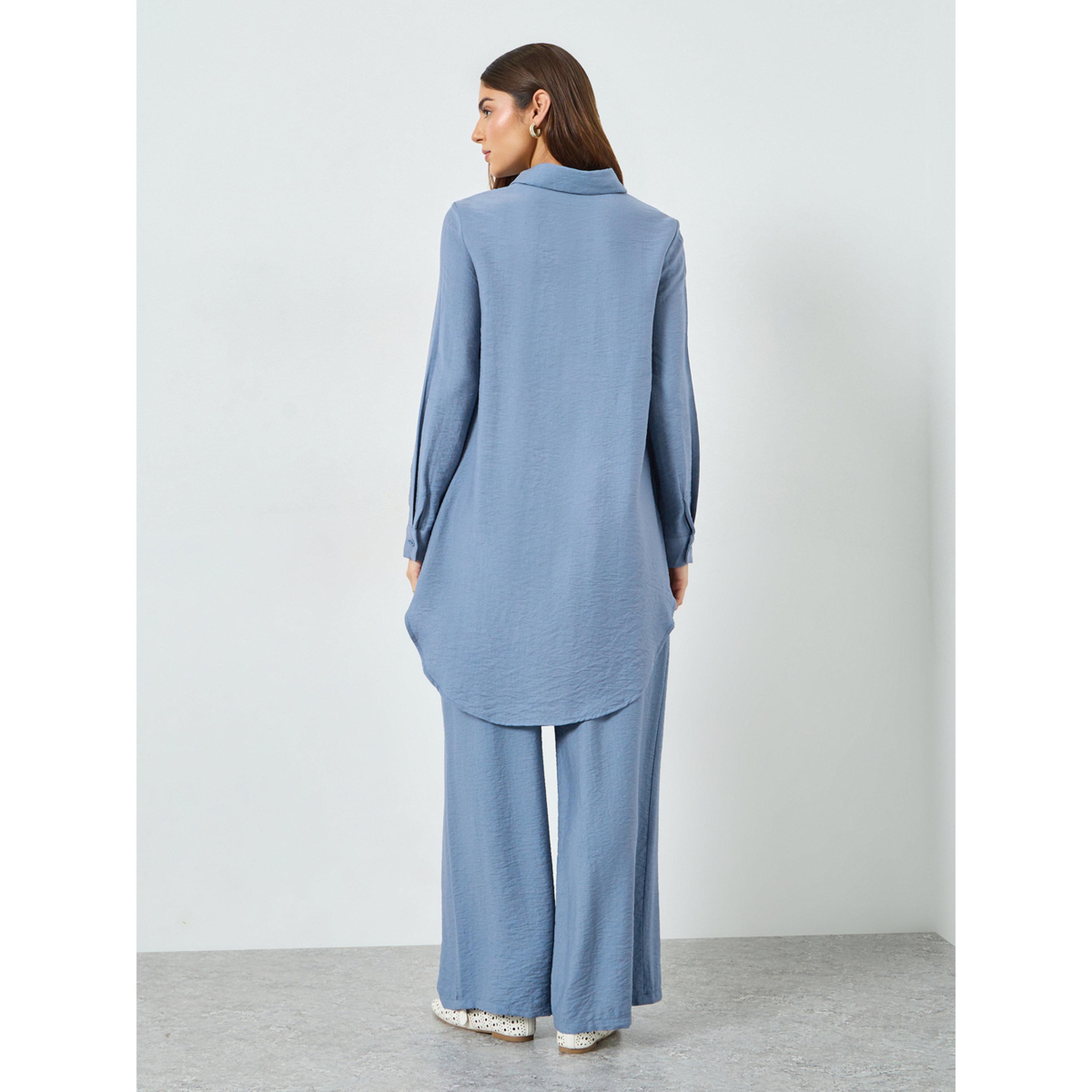 مجموعة من بنطال بأرجل واسعة وبلوزة بتفاصيل دانتيل-women-clothing-coordsets-image-4