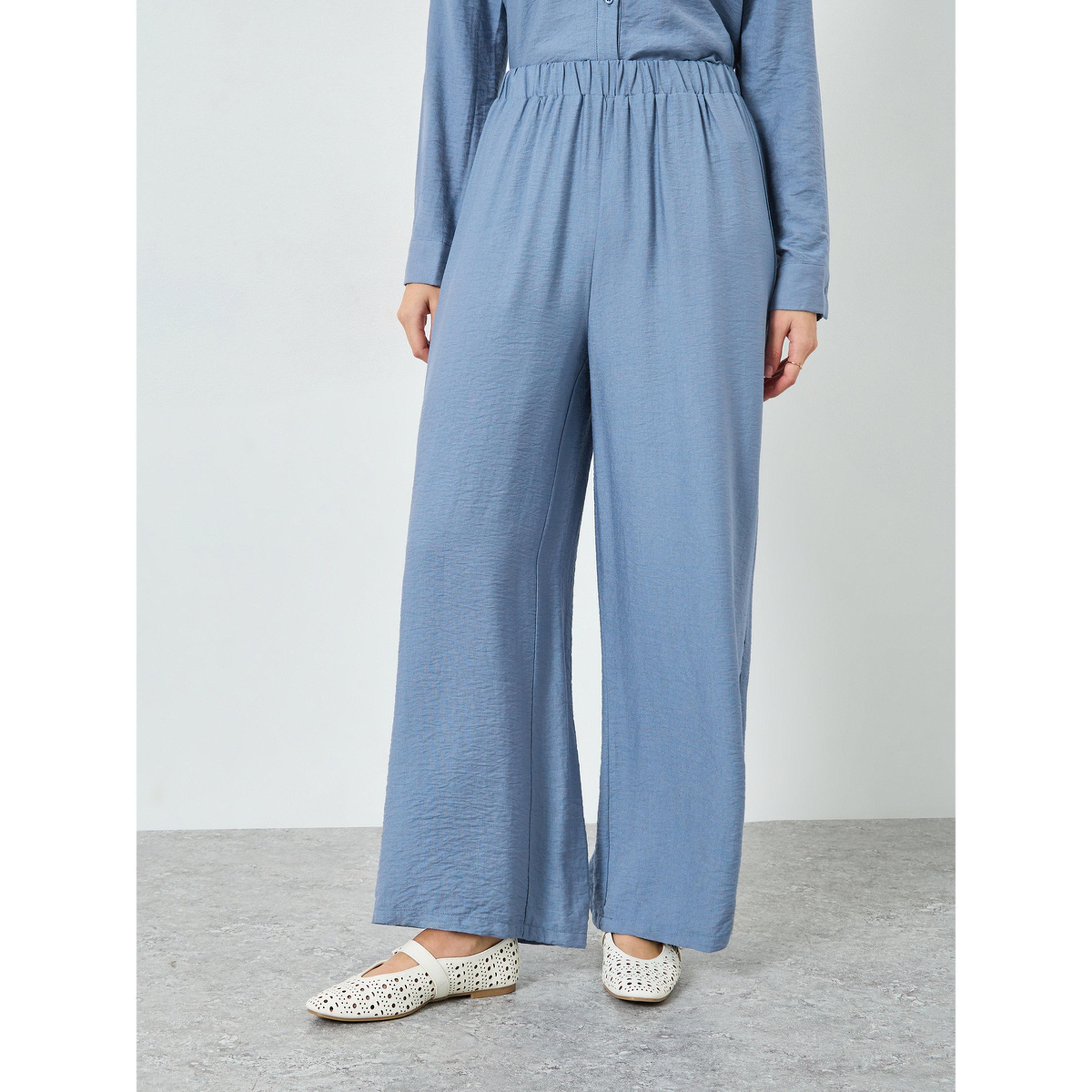 Take Two Blue Lace Detail Longline Shirt and Pants Co-Ords-women-clothing-coordsets-image-5