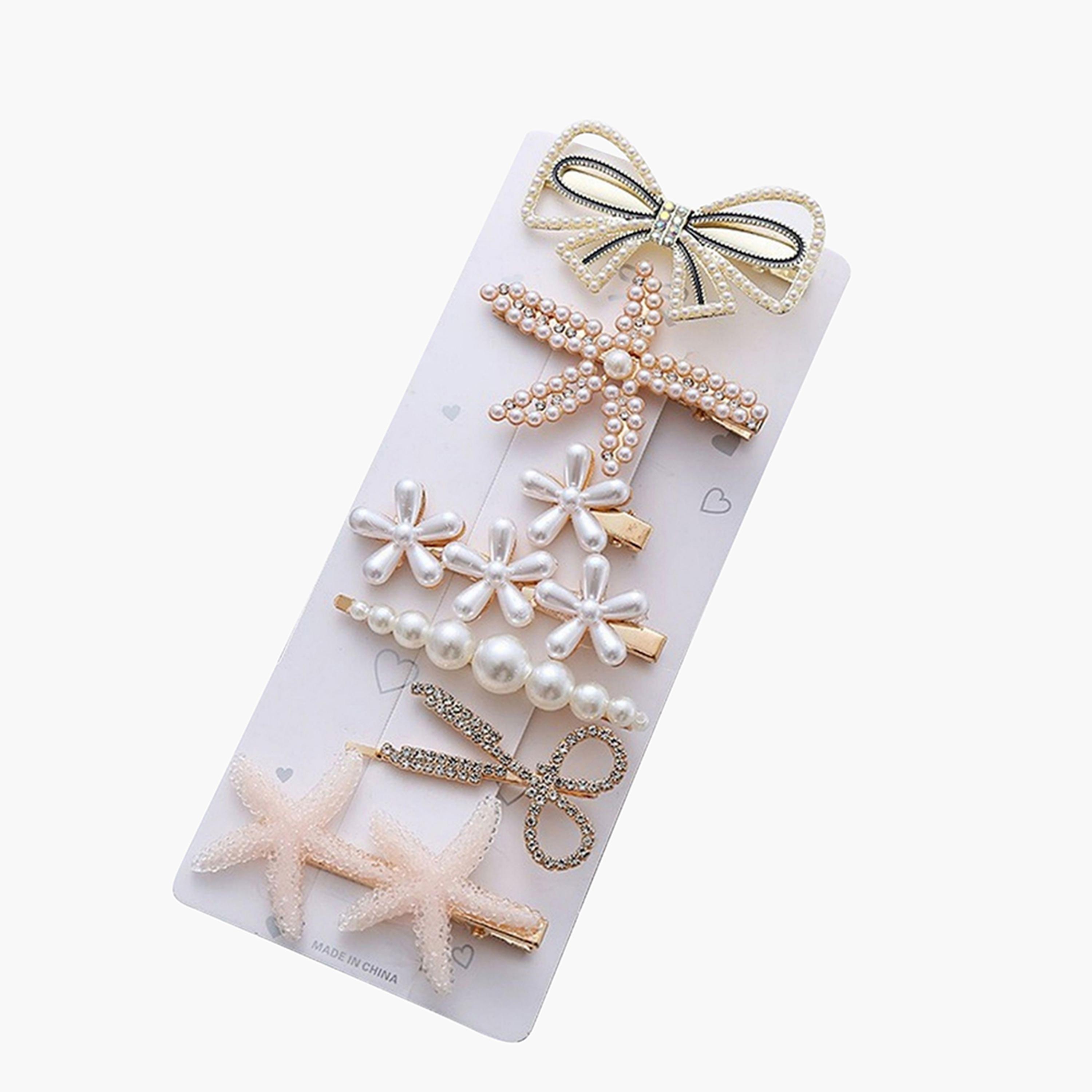 Take Two Pack of 7 - Embellished Hair Clips-women-hairaccessories-clips-image-1