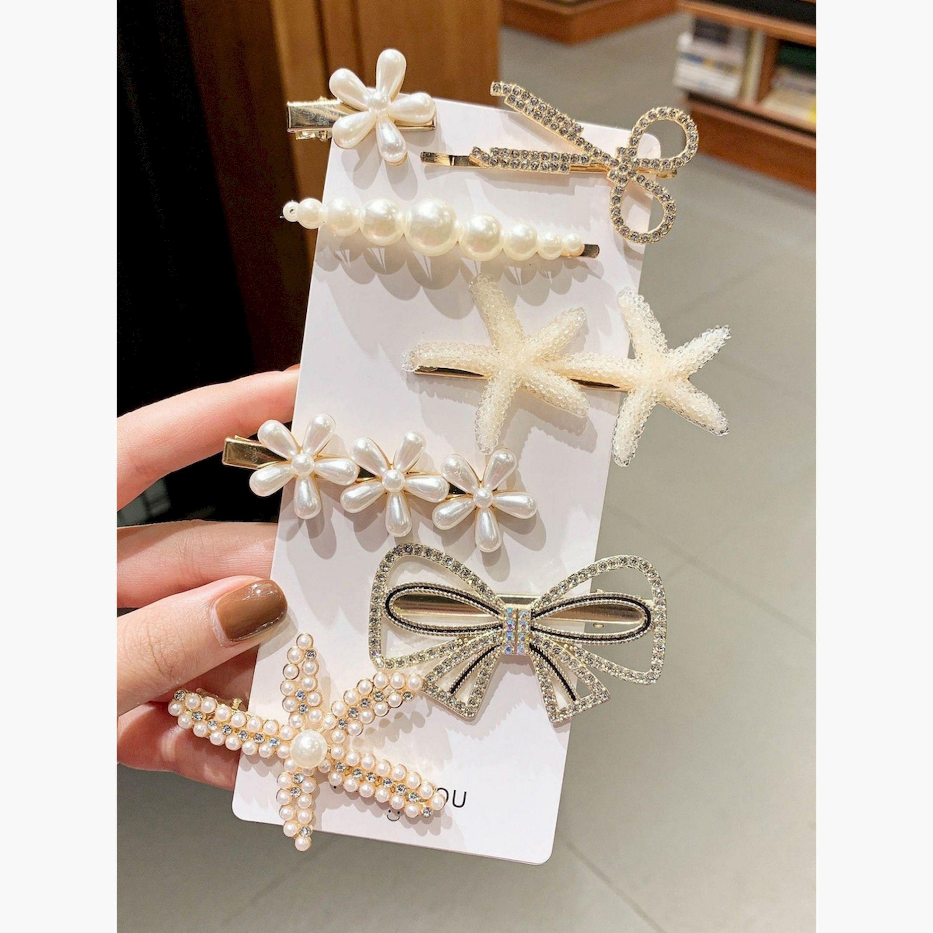 طقم من 7 مشابك شعر مزينة-women-hairaccessories-clips-image-3