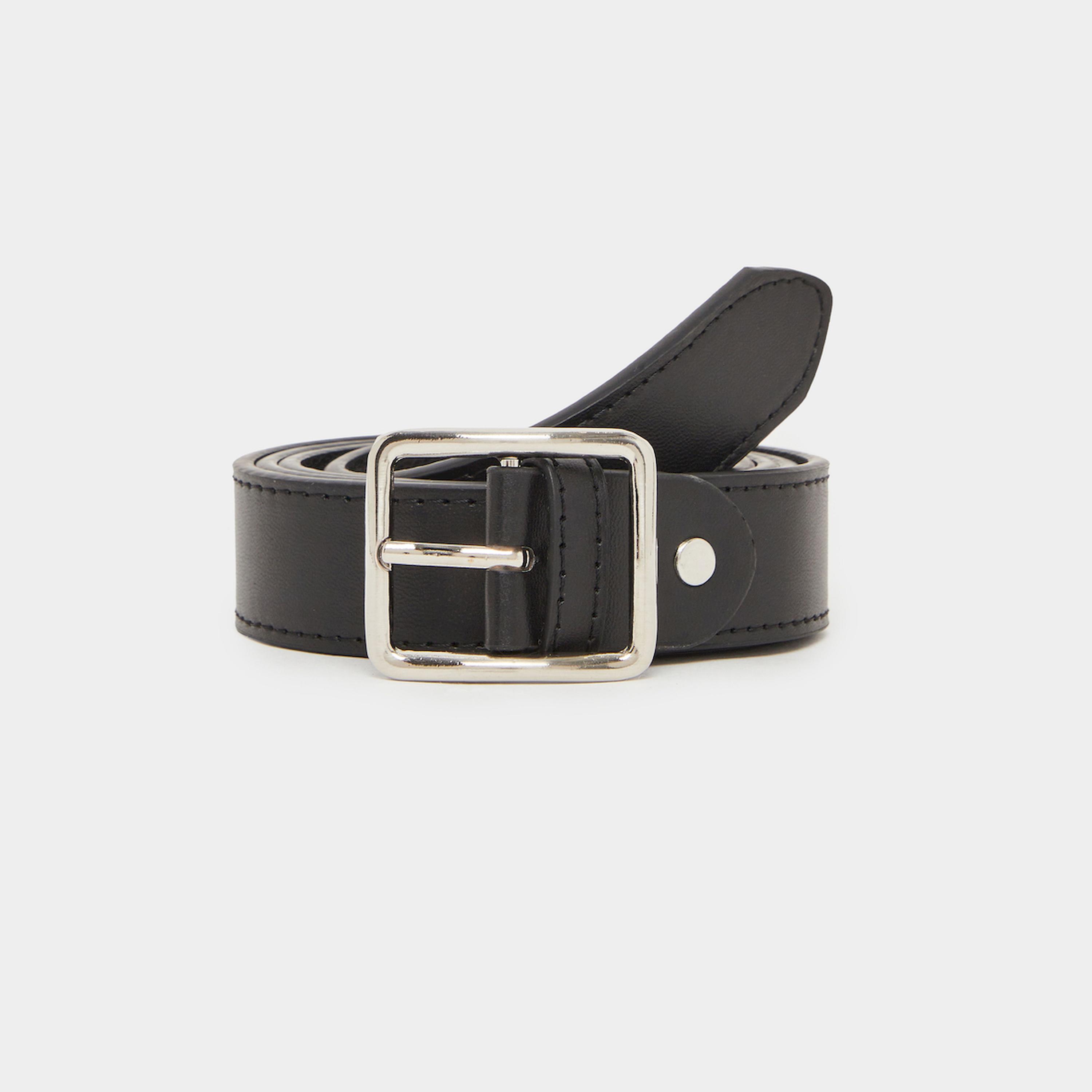 ستايلي - حزام خصر رجالي أسود سادة مع مشبك معدني-men-beltsandwallets-belts-image-1