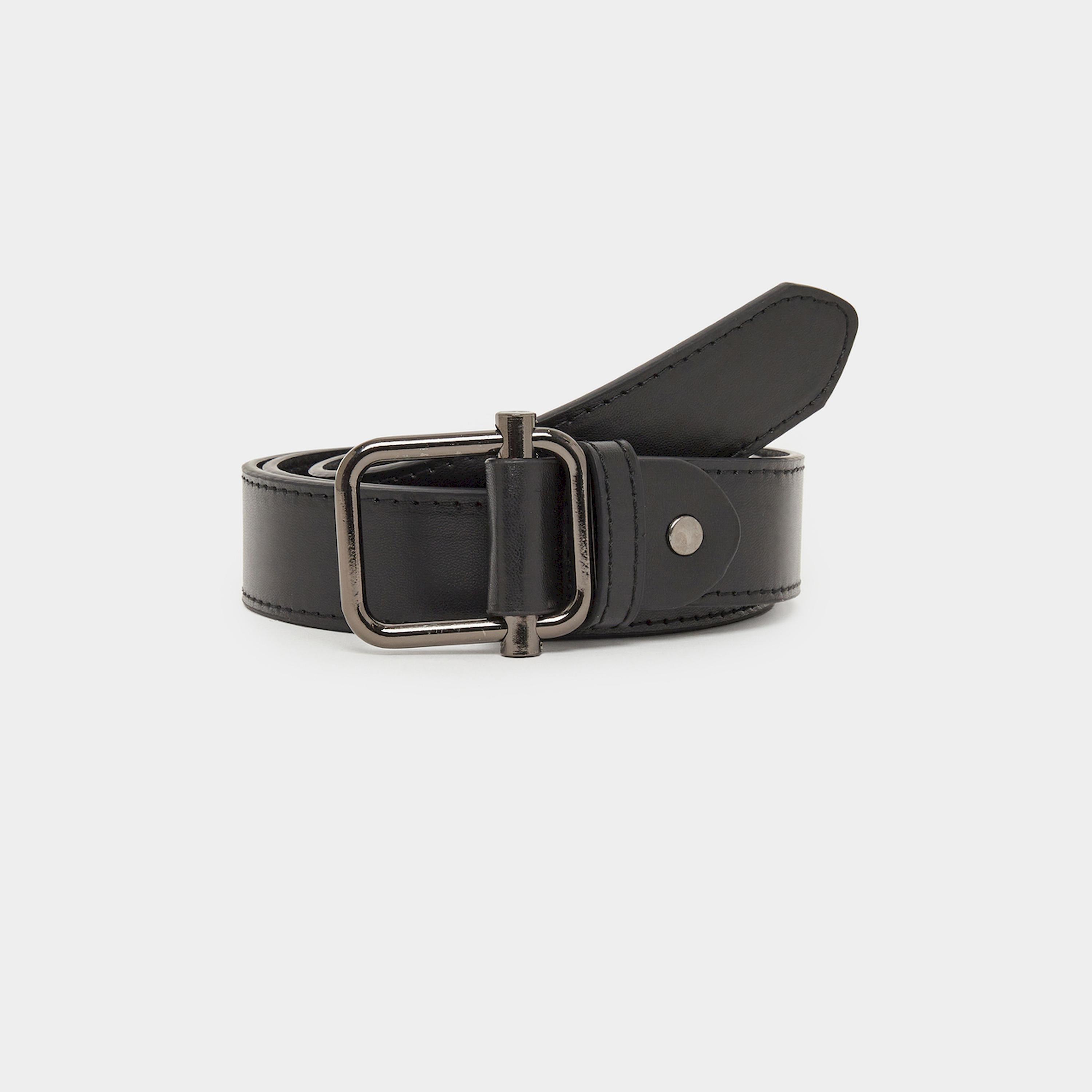 ستايلي - حزام خصر رجالي أسود سادة مع مشبك معدني-men-beltsandwallets-belts-image-1