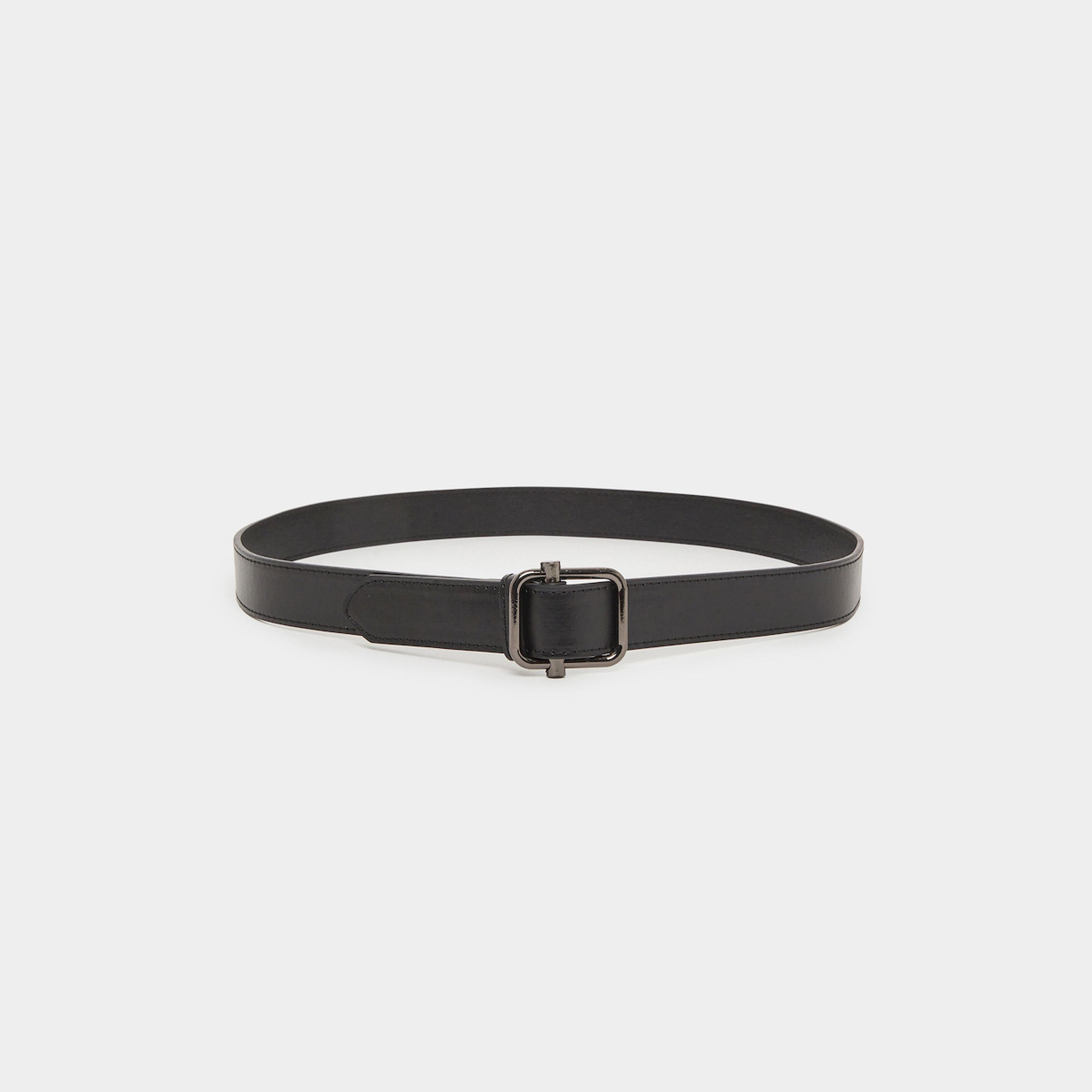 ستايلي - حزام خصر رجالي أسود سادة مع مشبك معدني-men-beltsandwallets-belts-image-2
