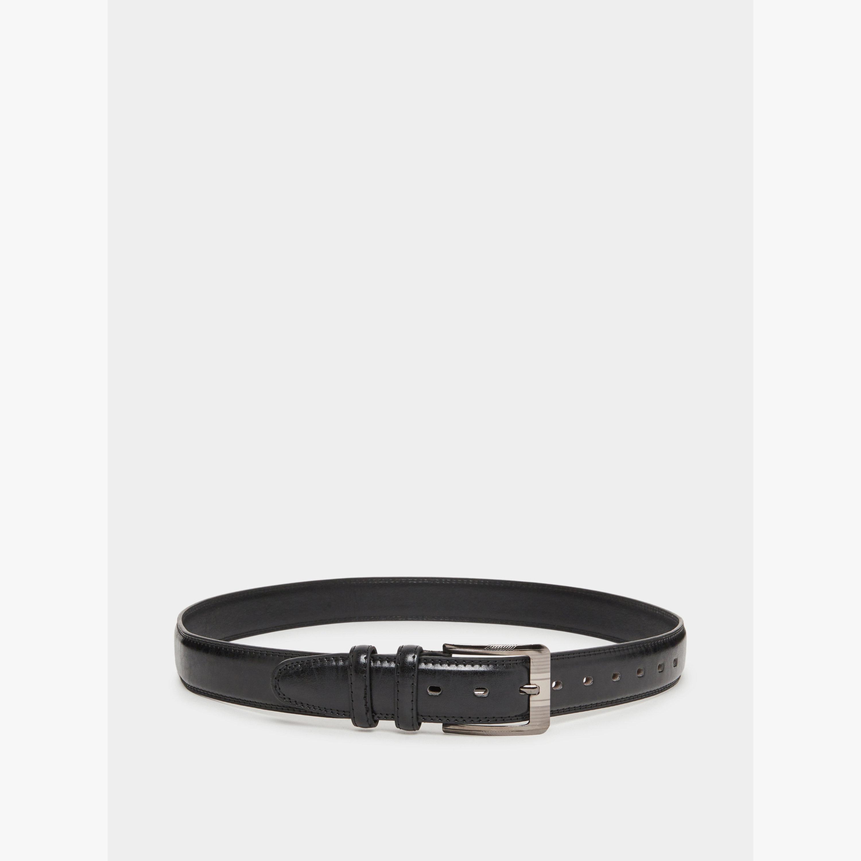 Styli Black Faux Leather Square Buckle Belt-men-beltsandwallets-belts-image-1