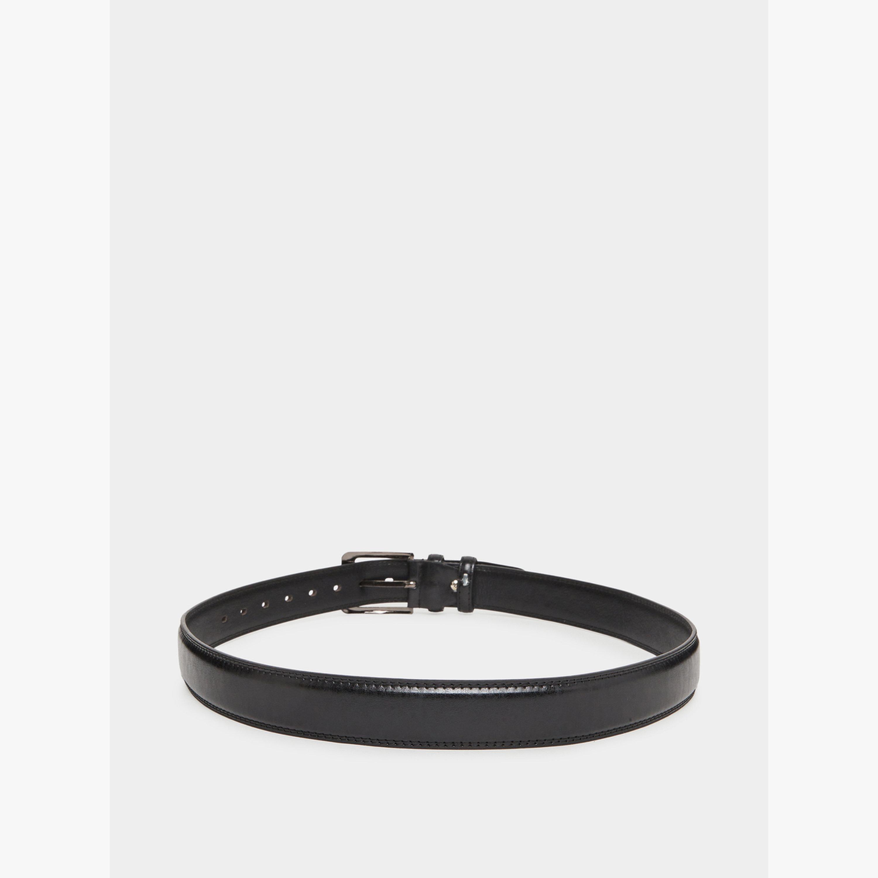 Styli Black Faux Leather Square Buckle Belt-men-beltsandwallets-belts-image-3