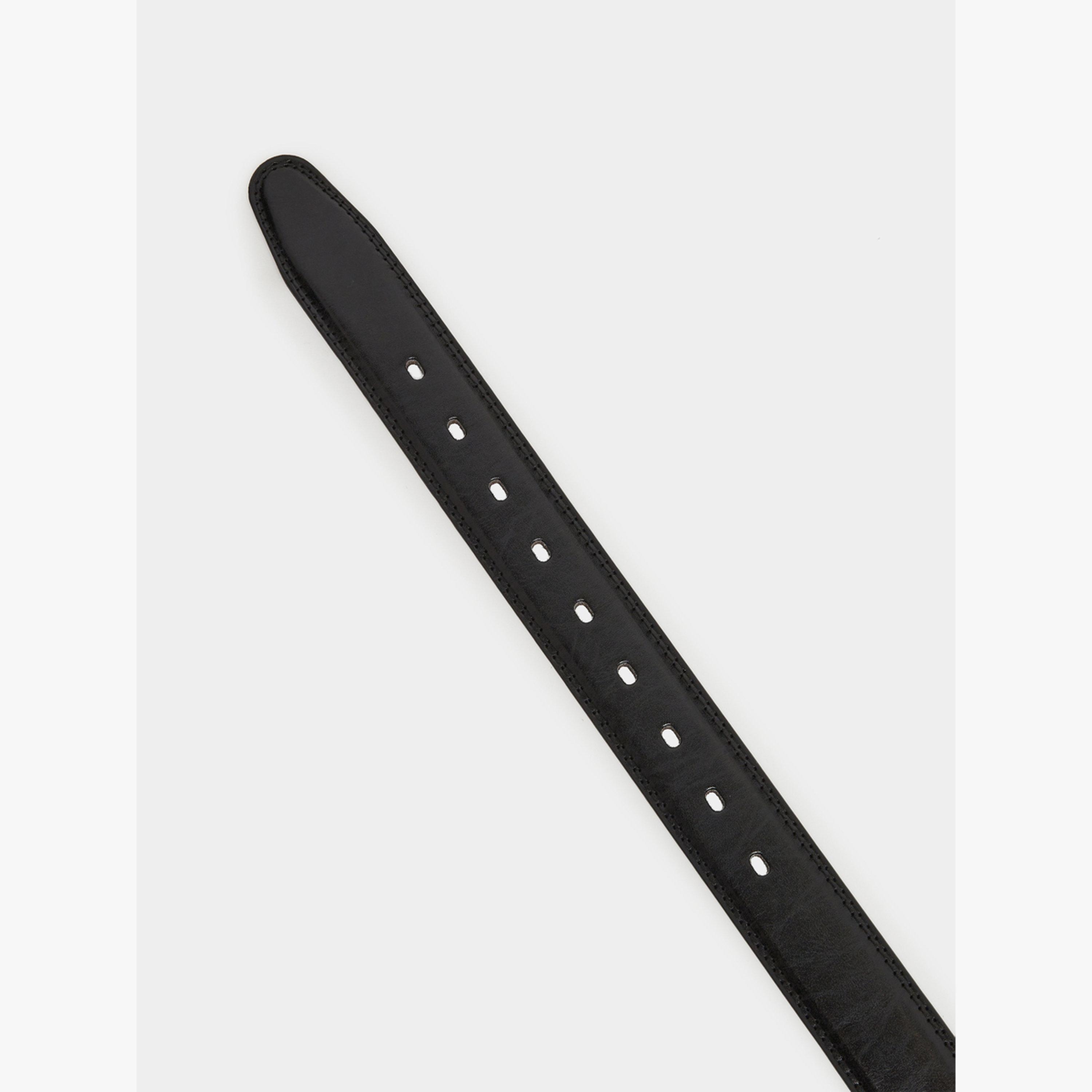Styli Black Faux Leather Square Buckle Belt-men-beltsandwallets-belts-image-5