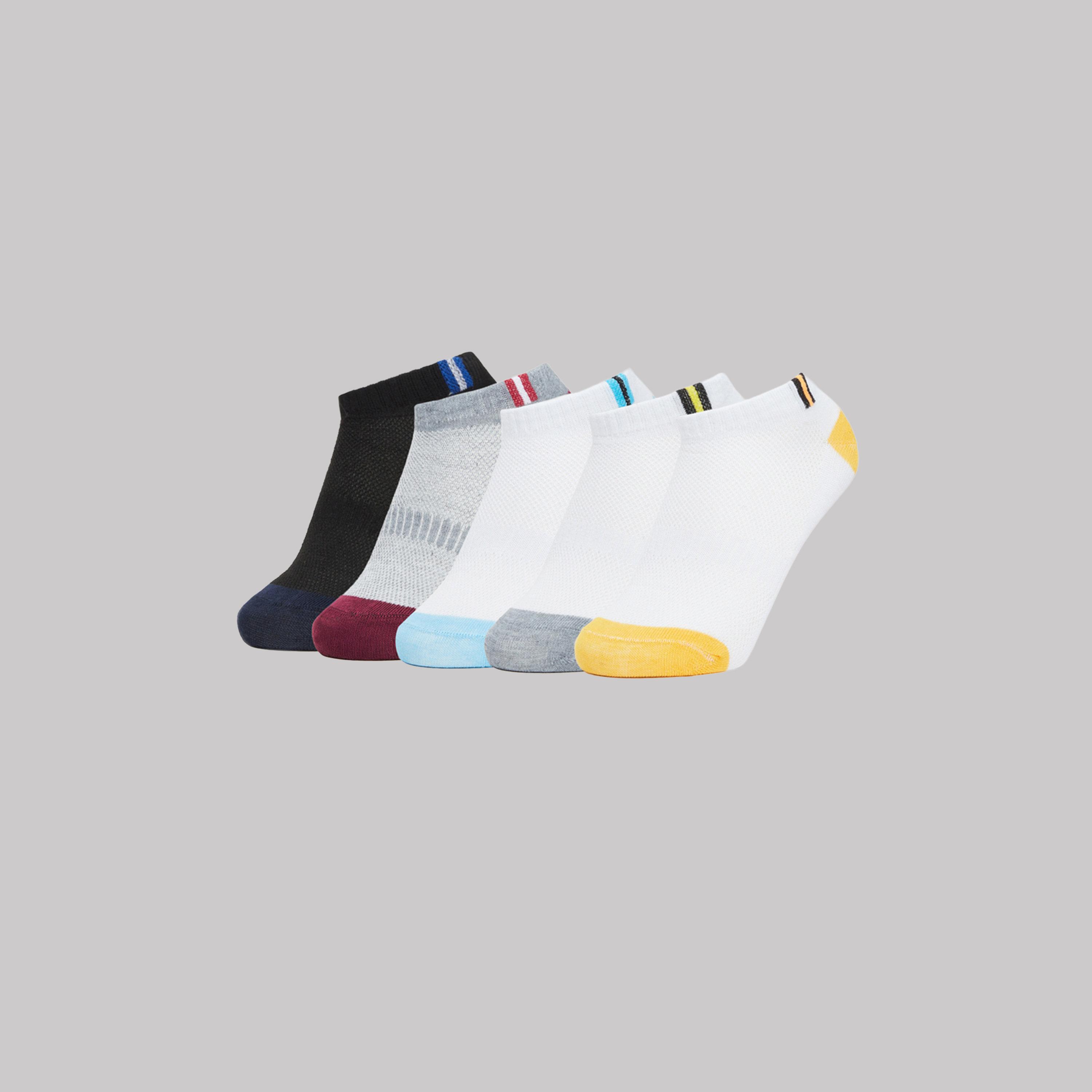 Styli Pack of 5 - Contrast Detail Ankle Socks-women-socksandstockings-image-1