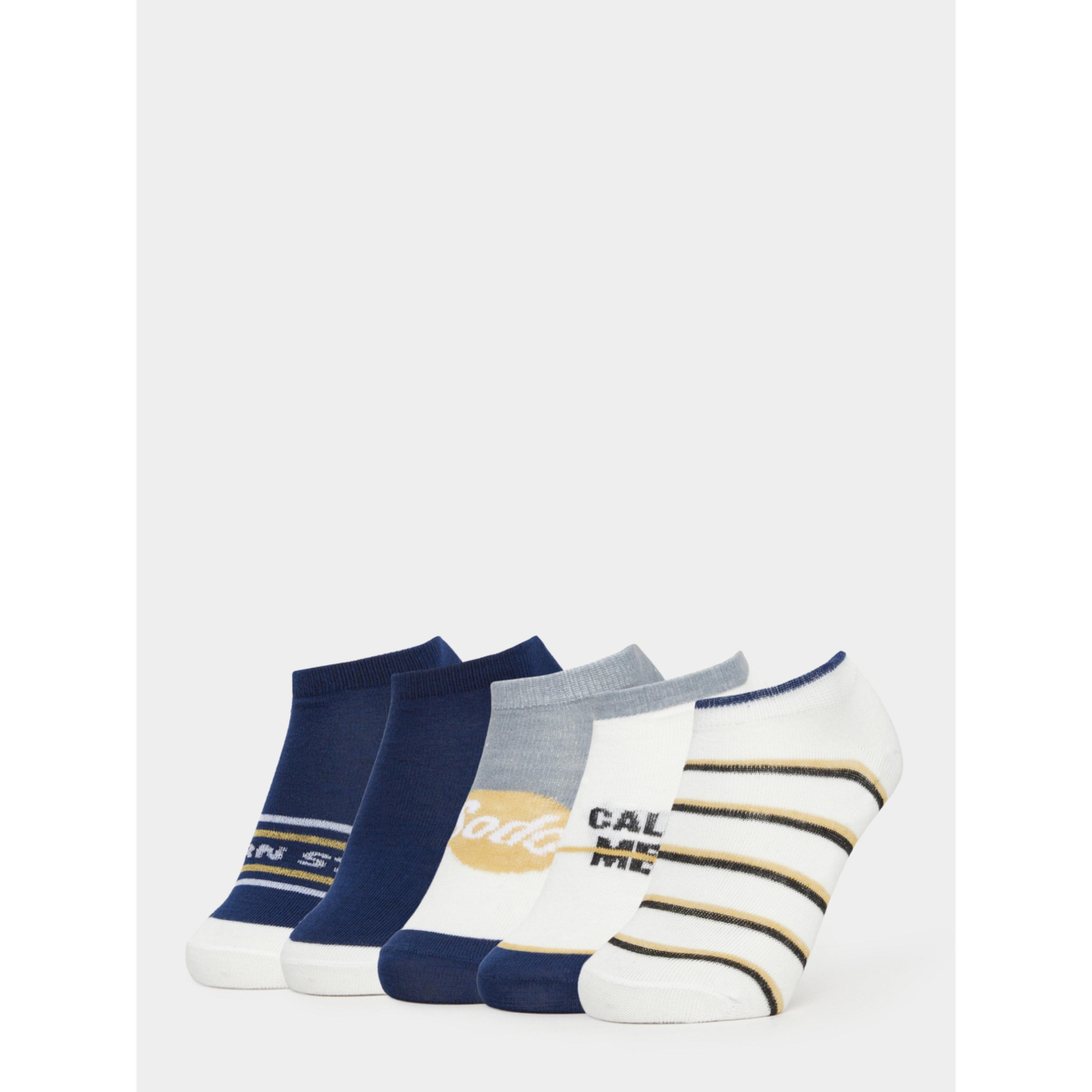عبوة من 5 قطع جوارب كاحل مخططة-men-socks-image-1