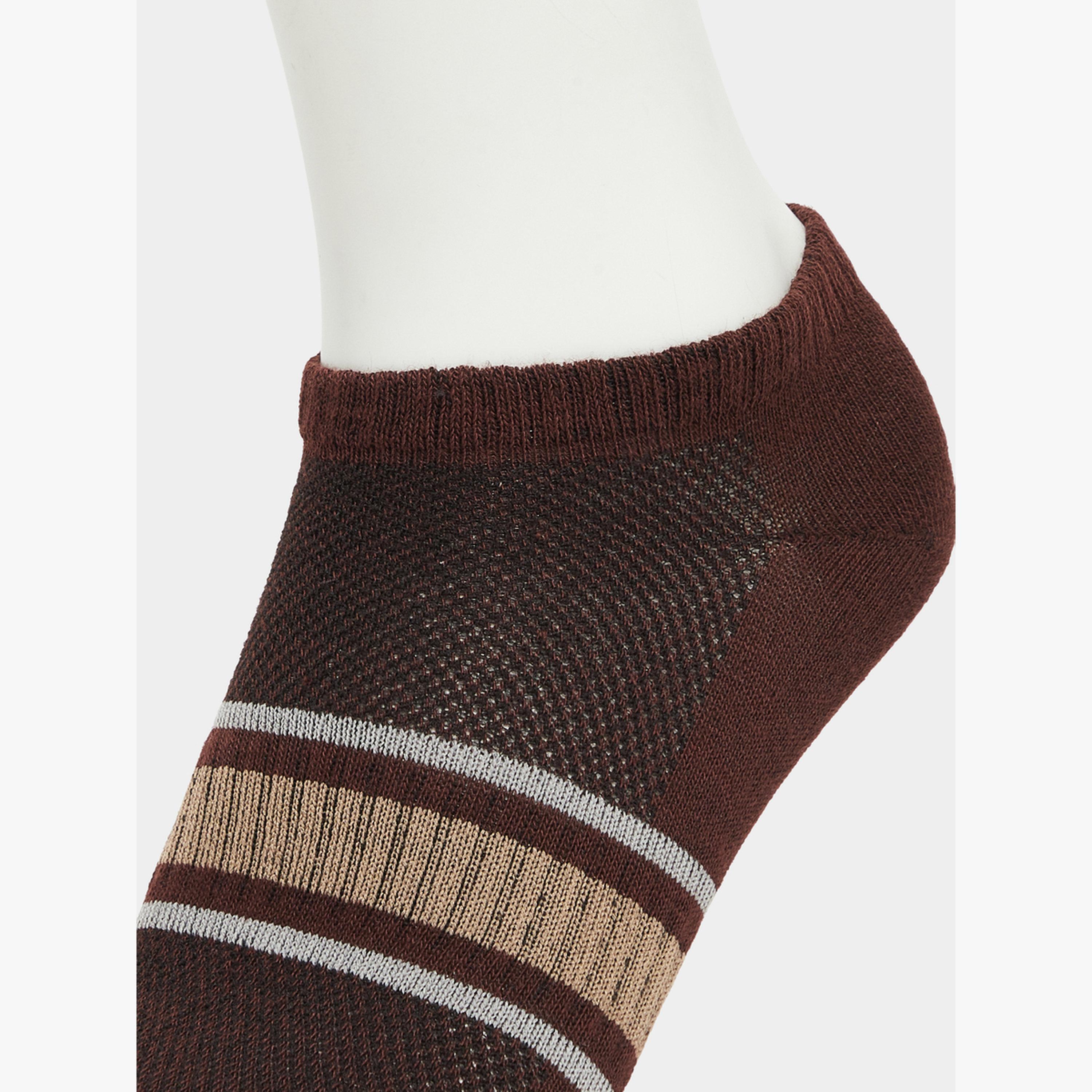 طقم جوارب كاحل بتفاصيل مخططة 3 قطع-men-socks-image-3