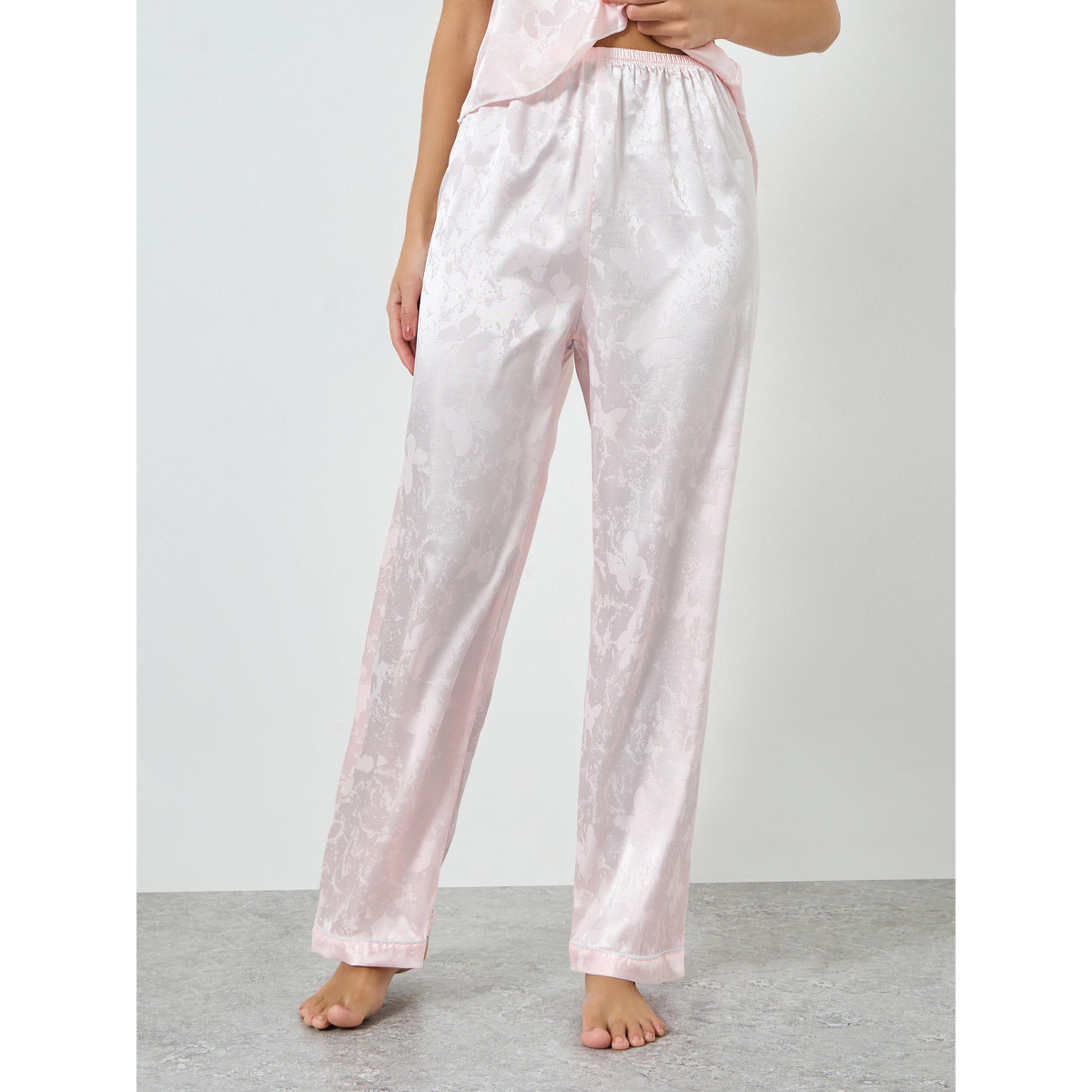 طقم بيجاما من بنطال وبلوزة كامي ساتان بزهور-women-clothing-nightwear-pyjamas-longsets-image-4