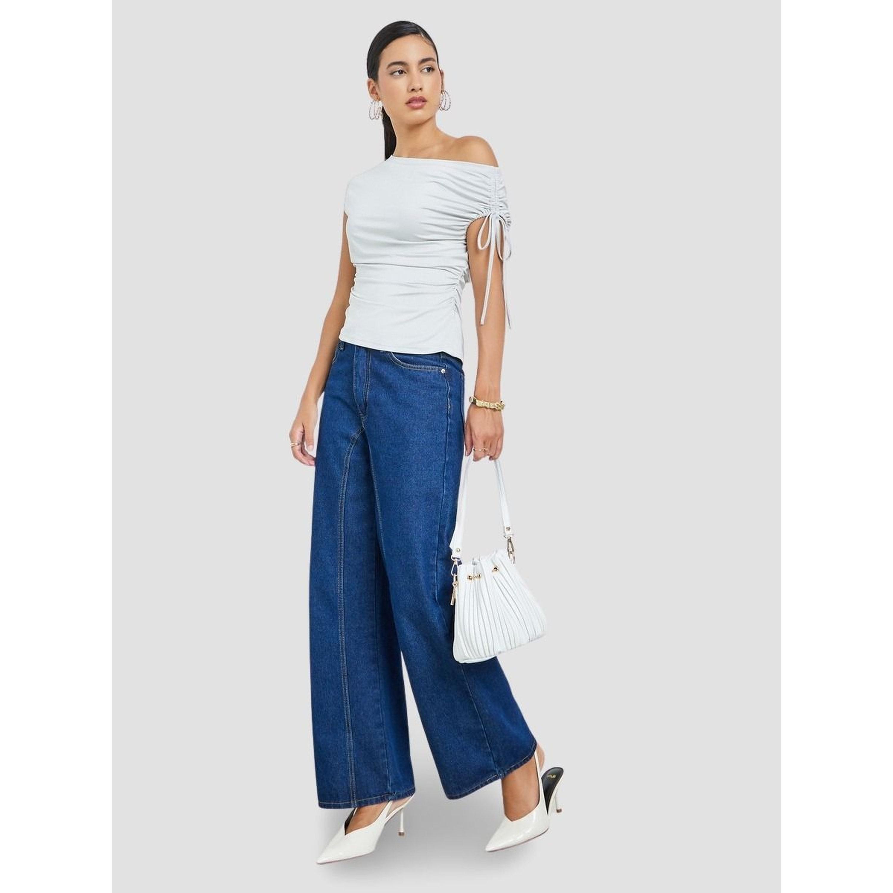بلوزة نيت برباط وكتف غير متماثل-women-clothing-shirtsandblouses-blouses-image-2