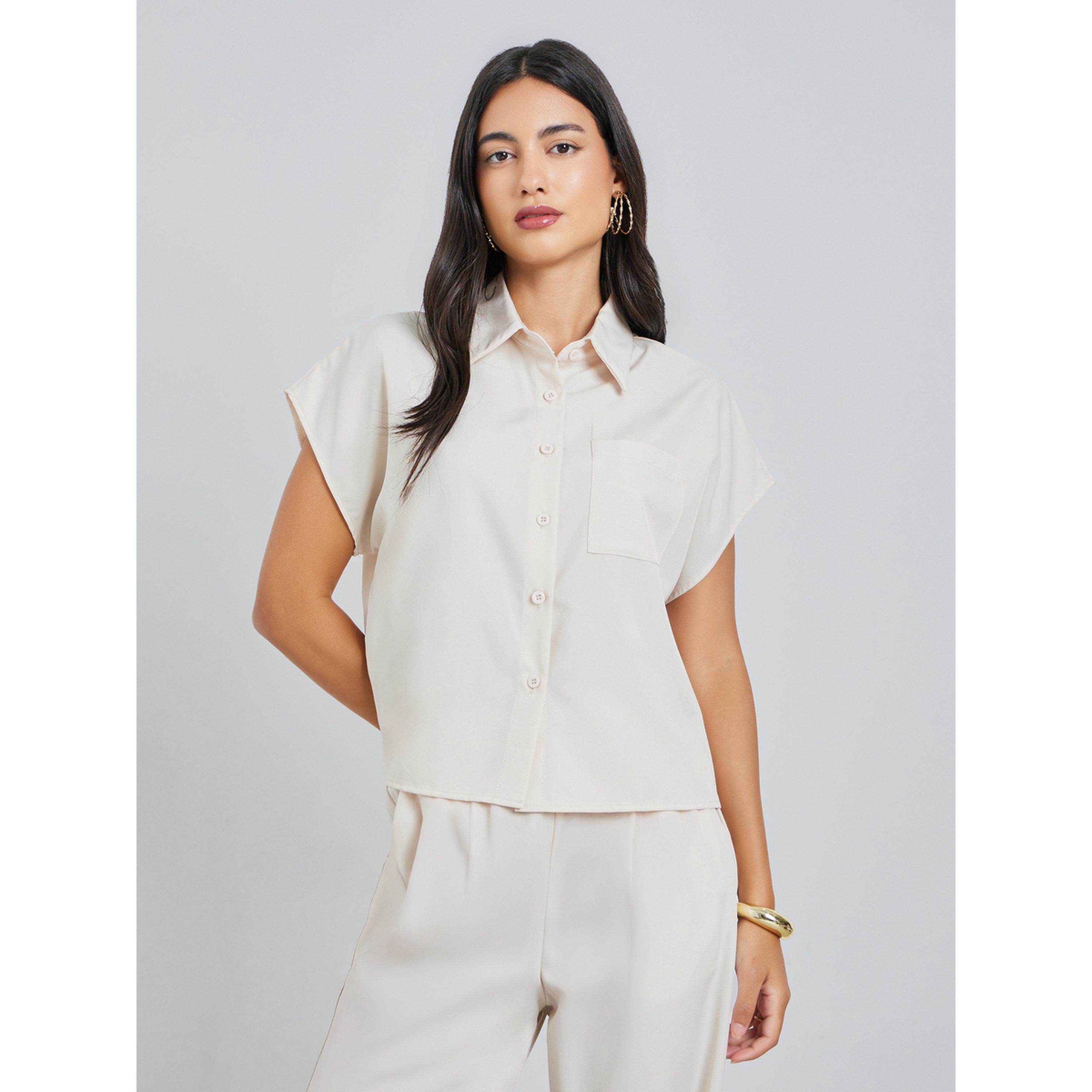 مجموعة من بنطال بأرجل واسعة وبلوزة بأكمام قصيرة-women-clothing-coordsets-image-2