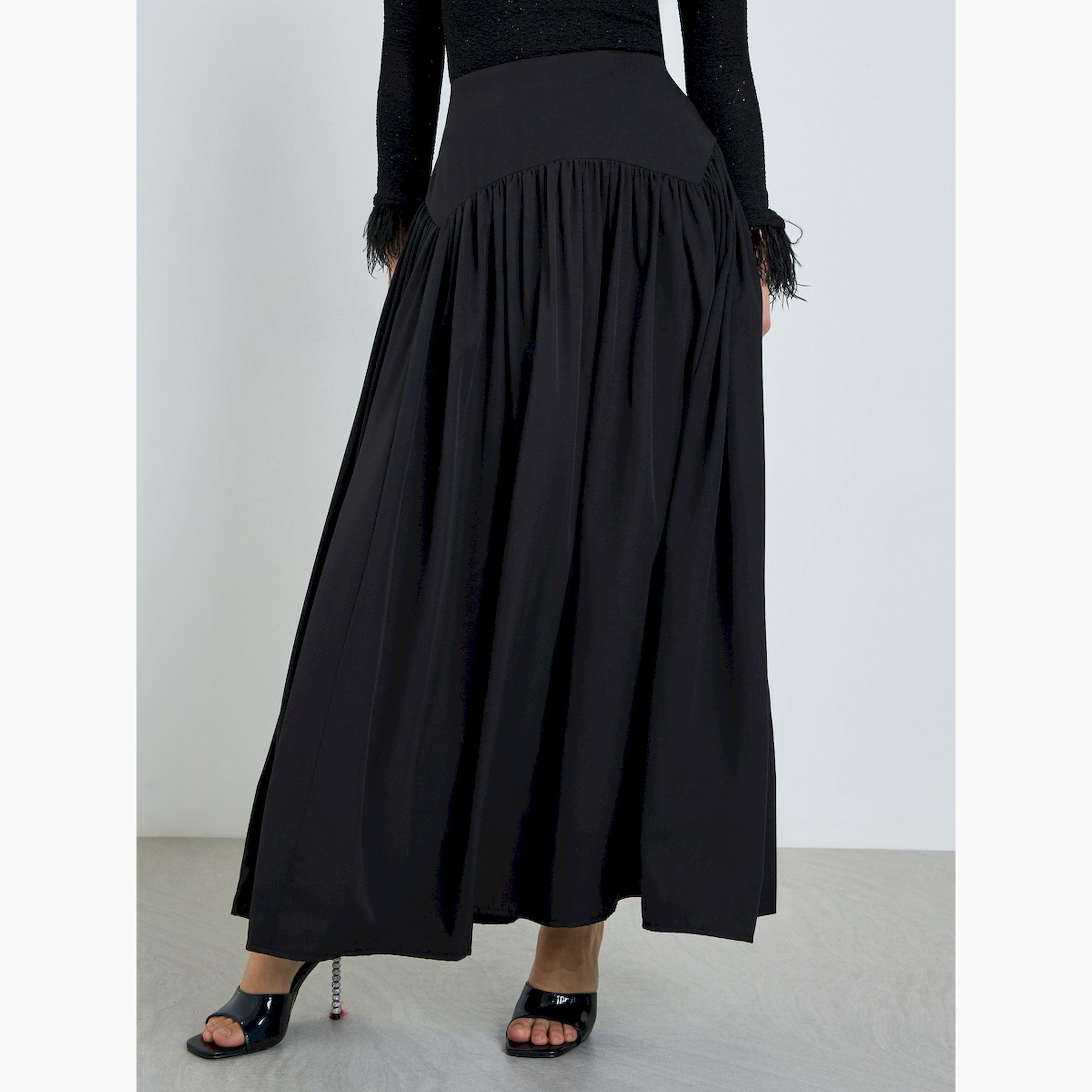 تنورة ماكسي بكسرات وحزام خصر عريض-women-clothing-bottoms-skirts-image-1