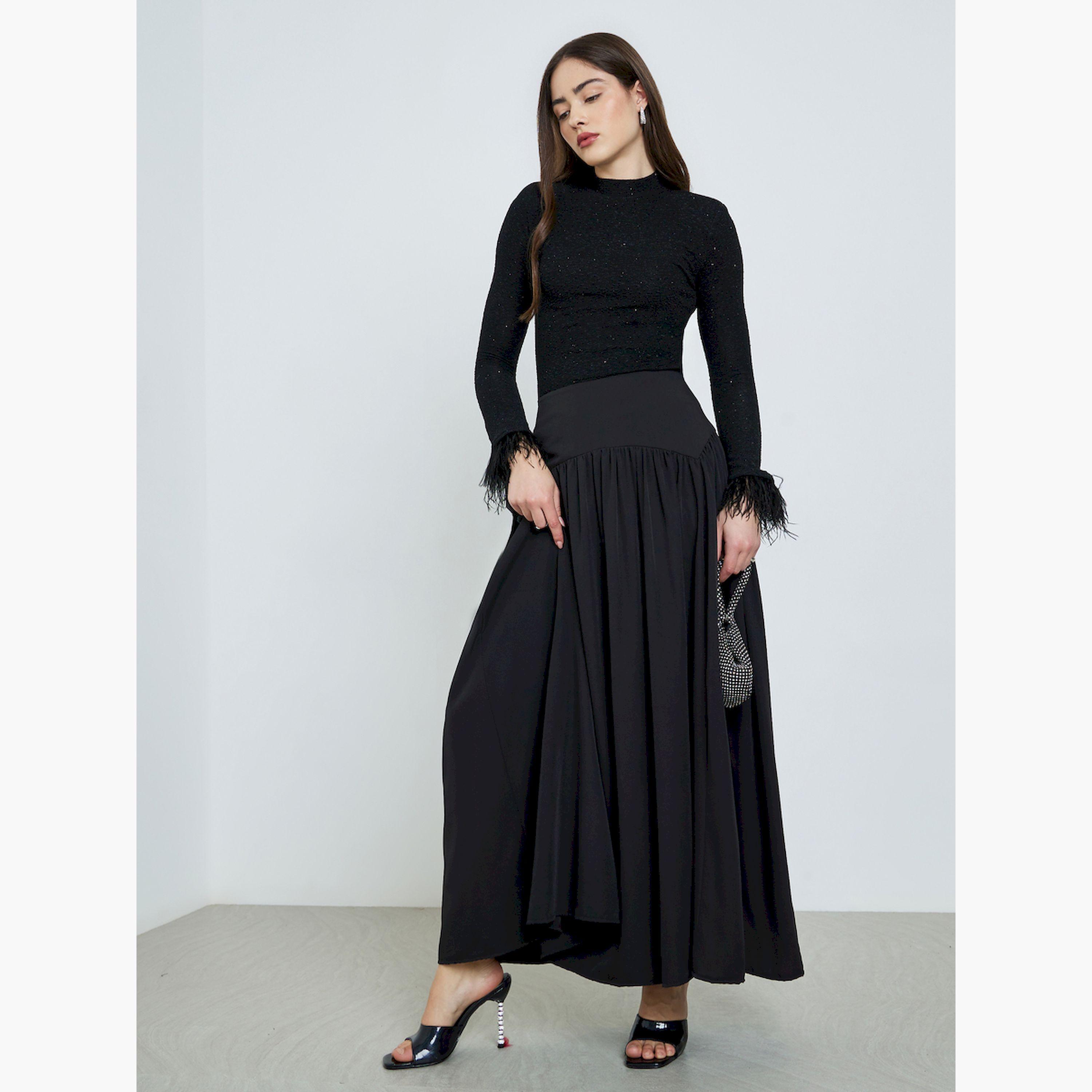 تنورة ماكسي بكسرات وحزام خصر عريض-women-clothing-bottoms-skirts-image-2