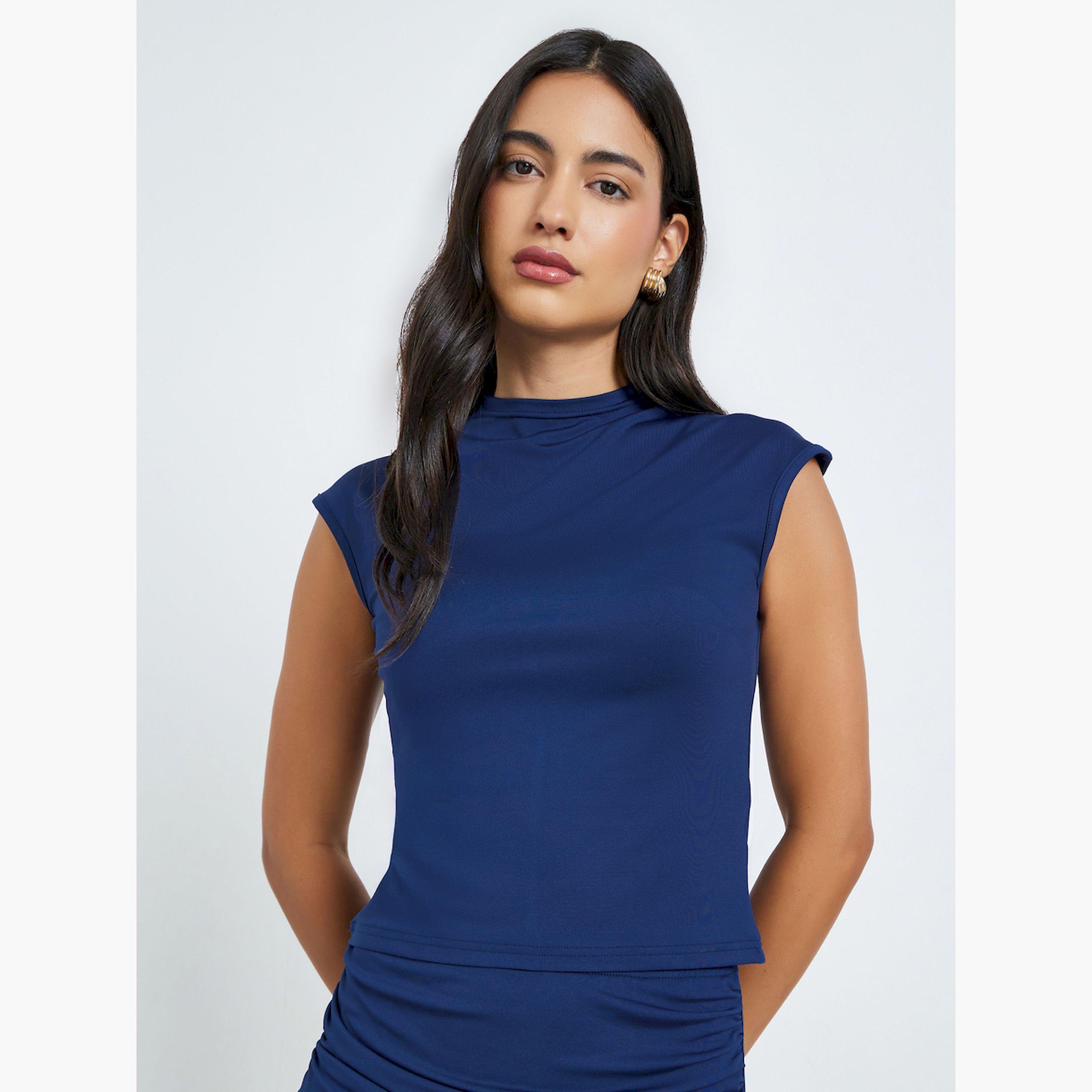 Styli Navy Knit Sleeveless Top and Maxi Skirt Co-Ords-women-clothing-coordsets-image-2