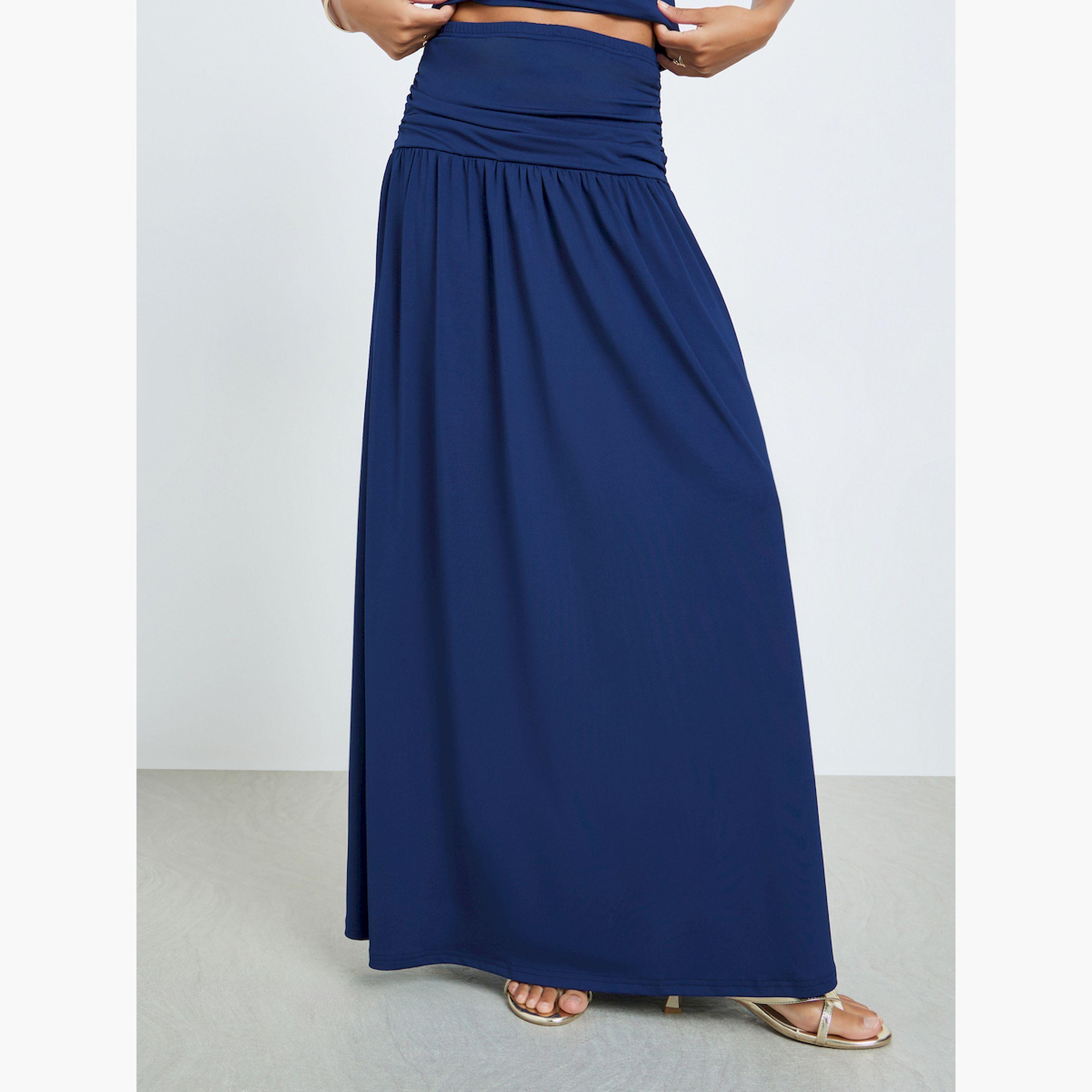Styli Navy Knit Sleeveless Top and Maxi Skirt Co-Ords-women-clothing-coordsets-image-4