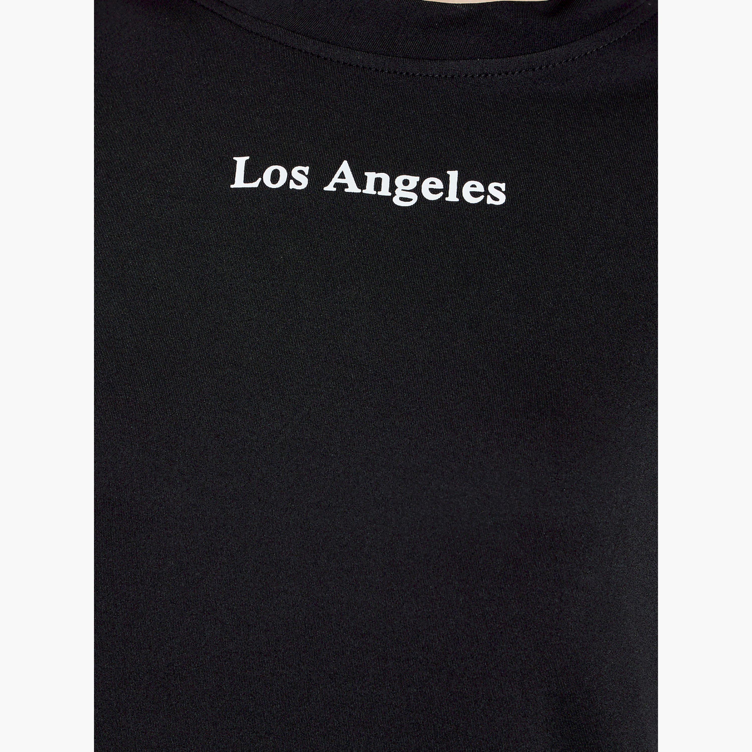 Styli Black Slogan Oversize T-Shirt and Flared Leggings Co-Ords-women-clothing-coordsets-image-3