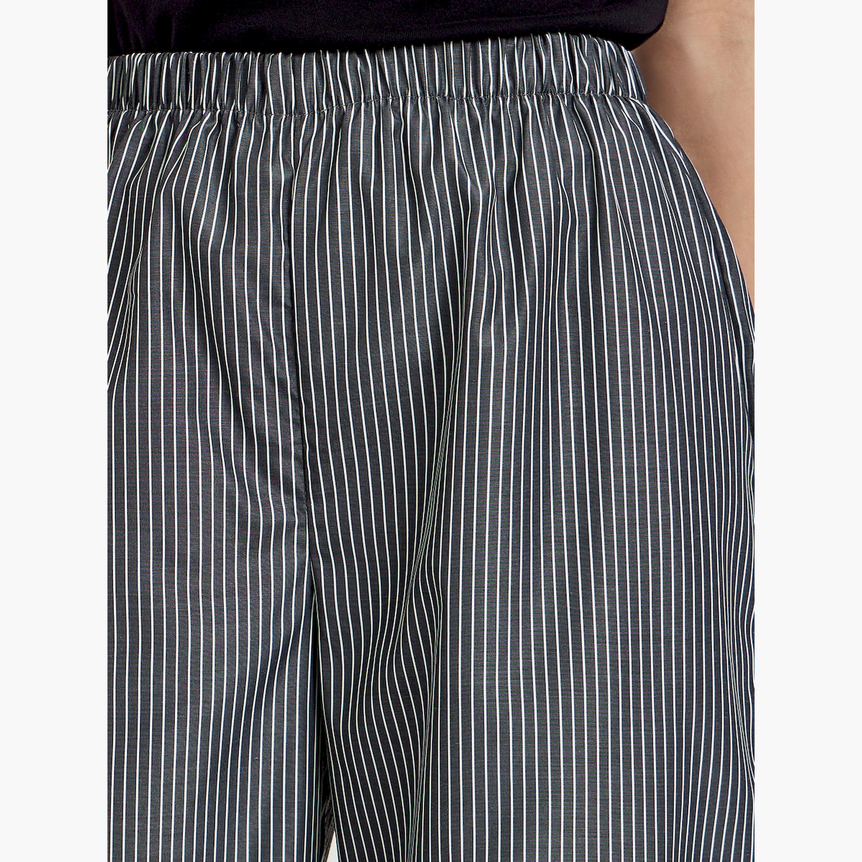Styli Grey Striped Elastic Waist Wide Leg Pants-women-clothing-bottoms-trousers-image-3