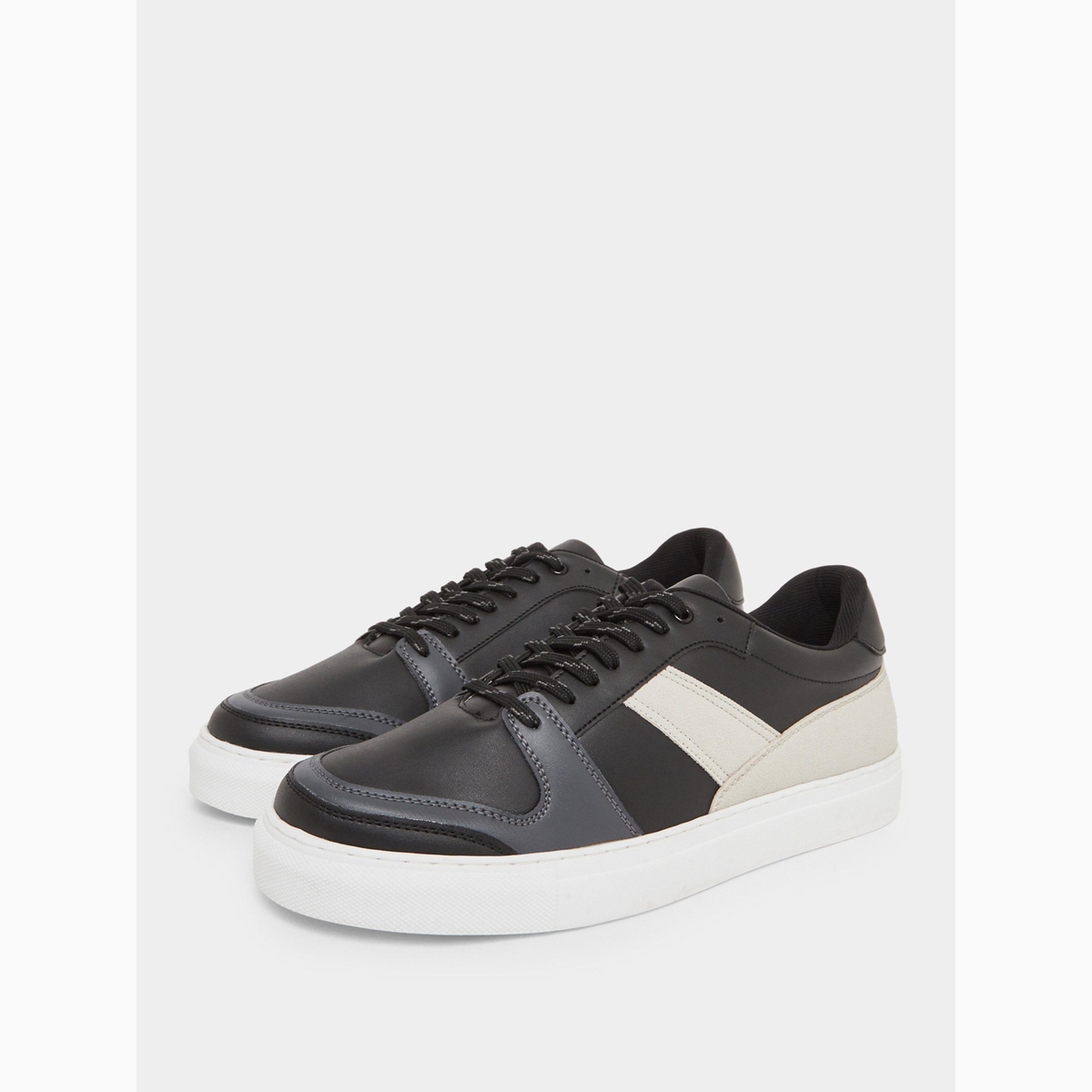 Styli Men Black Court-Style Sneakers-men-shoes-sneakers-image-1