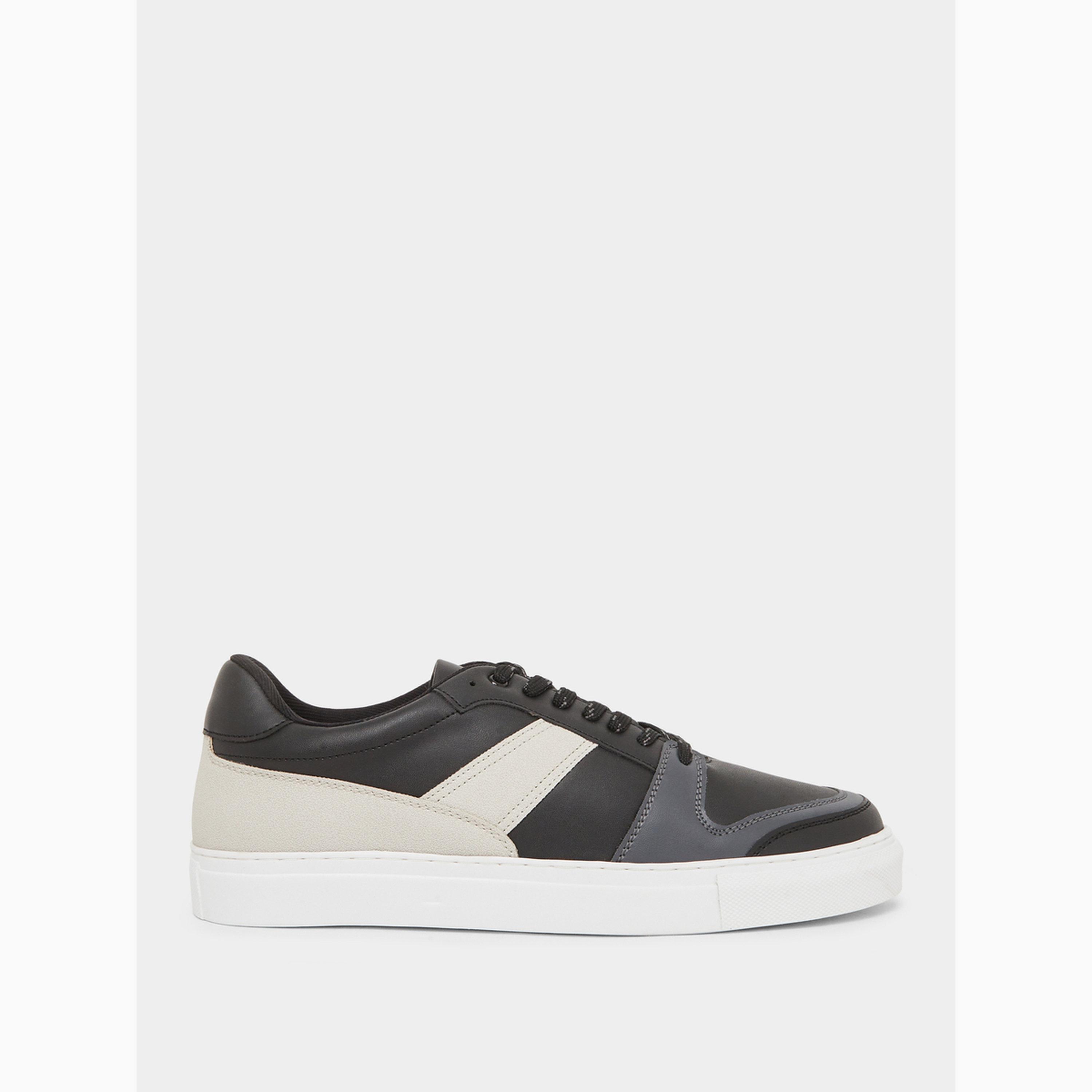 Styli Men Black Court-Style Sneakers-men-shoes-sneakers-image-2