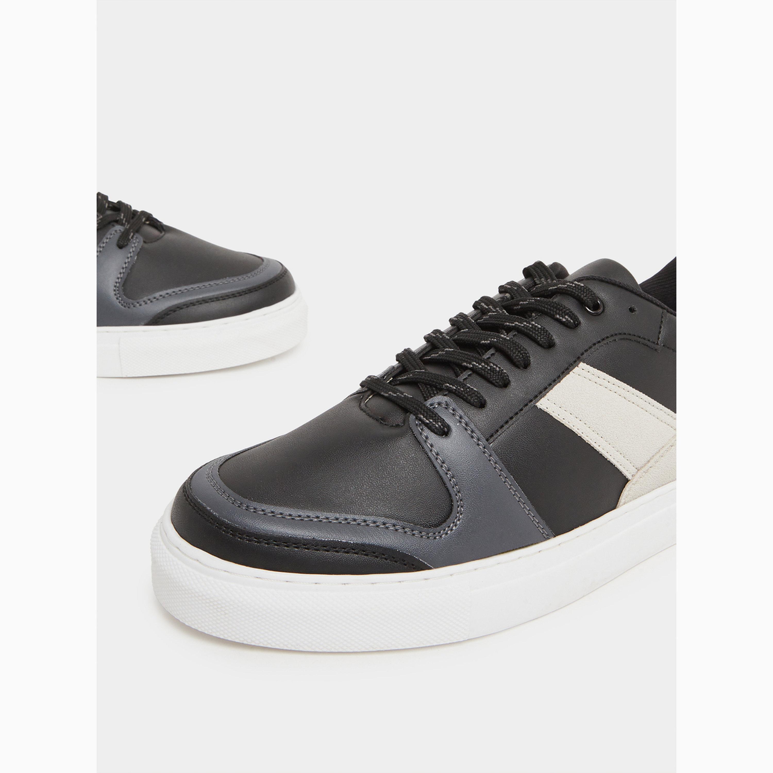 Styli Men Black Court-Style Sneakers-men-shoes-sneakers-image-4