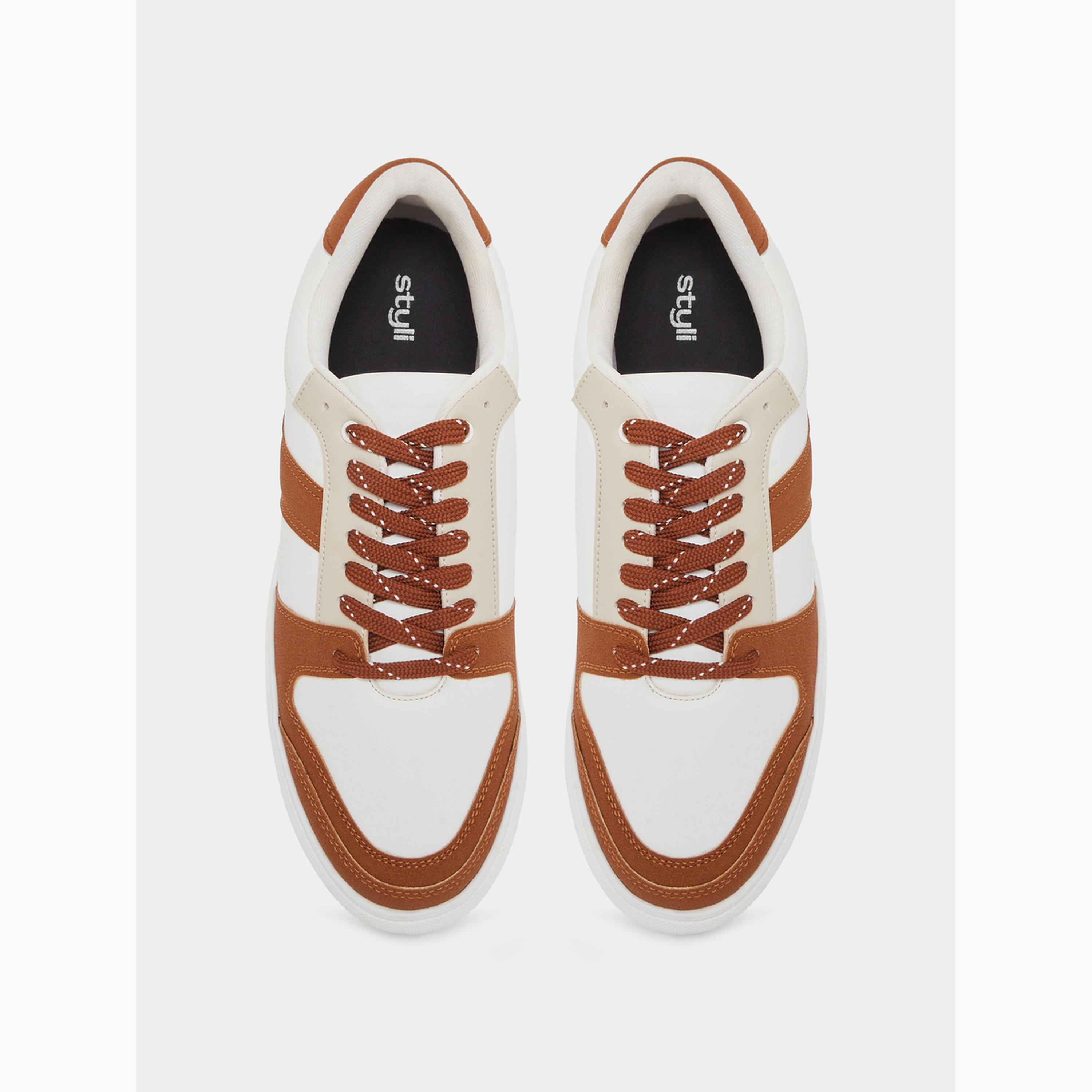 Styli Men White Court-Style Sneakers-men-shoes-sneakers-image-3