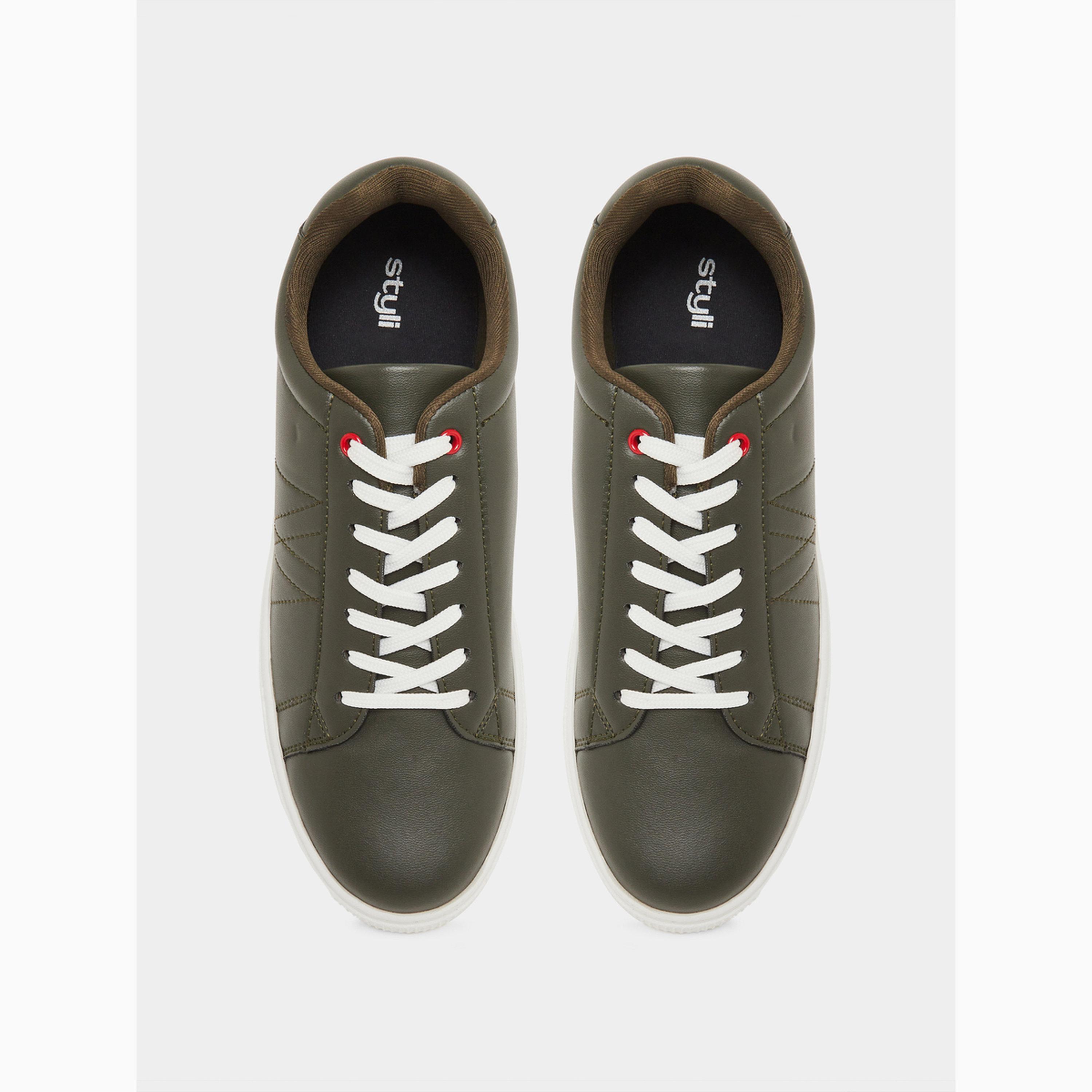 Styli Men Olive Lace-Up Sneakers-men-shoes-sneakers-image-3
