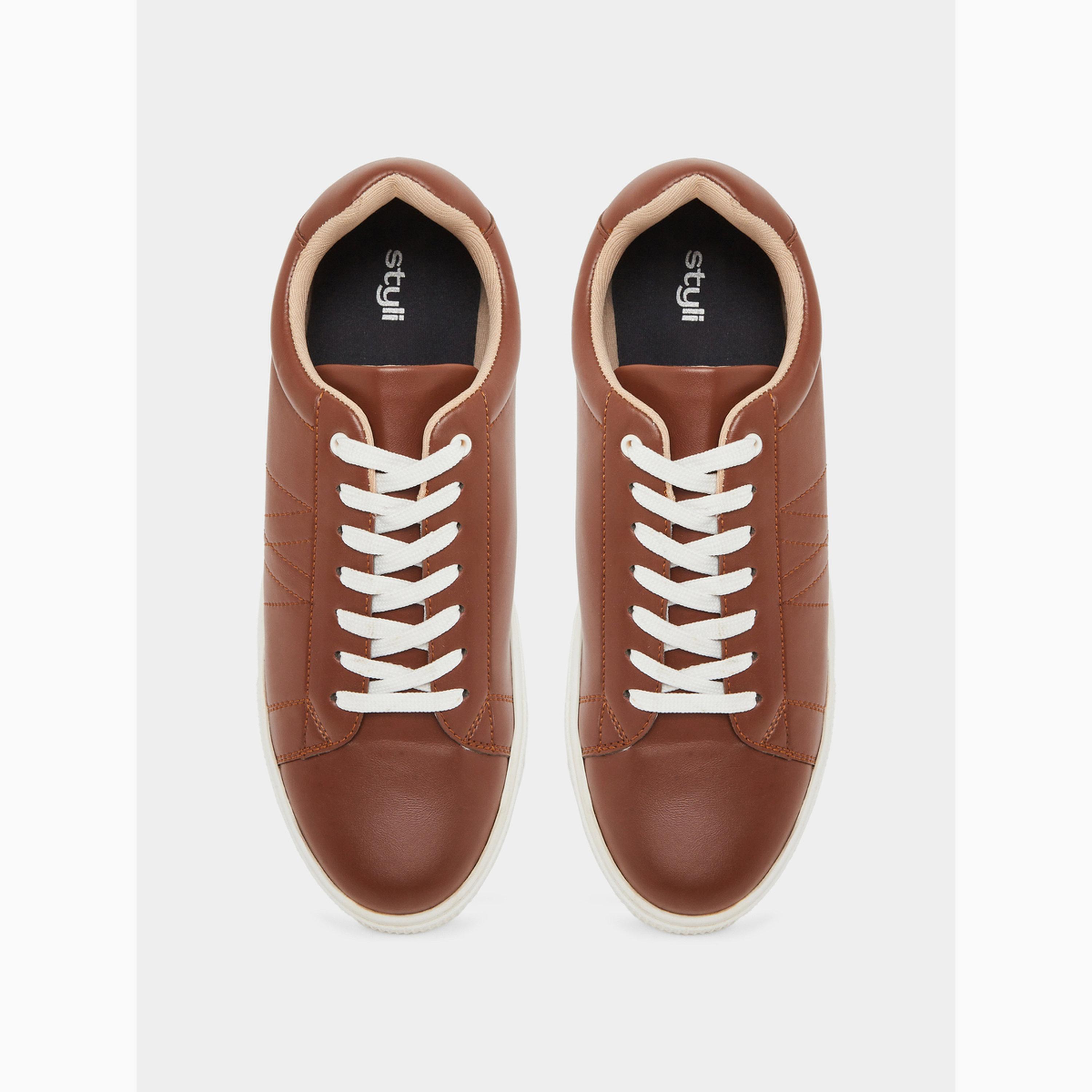 Styli Men Tan Lace-Up Sneakers-men-shoes-sneakers-image-3