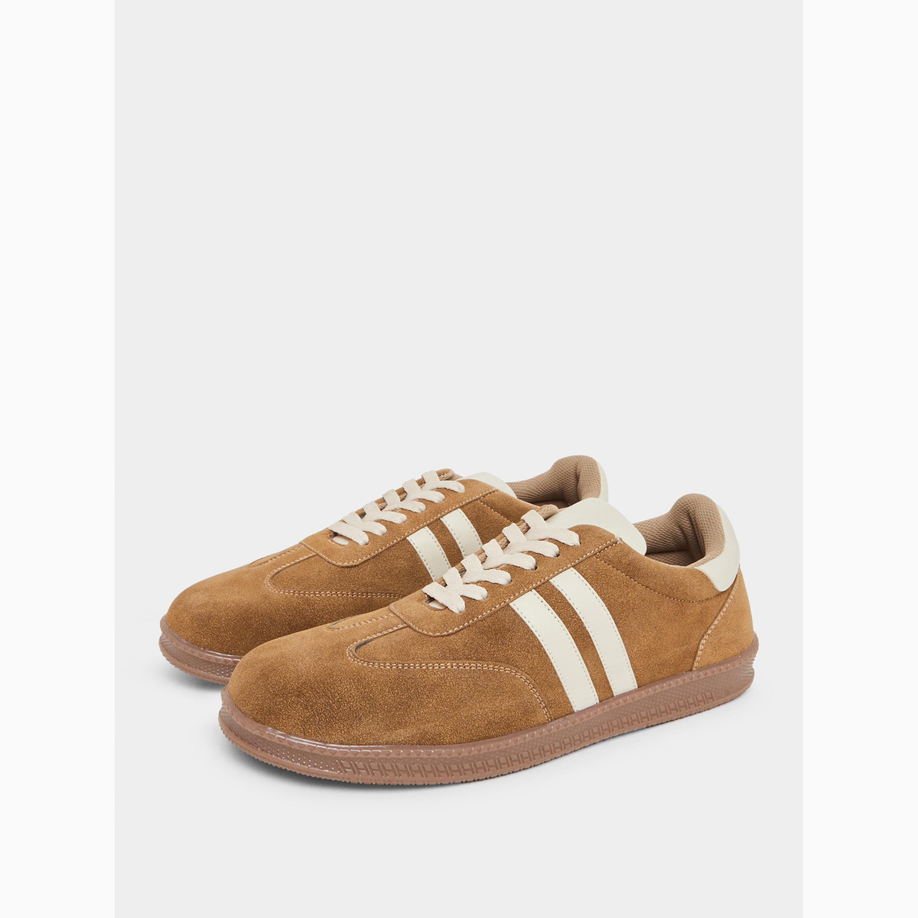 Styli Men Tan Suede Low-Top Sneakers-men-shoes-sneakers-image-1