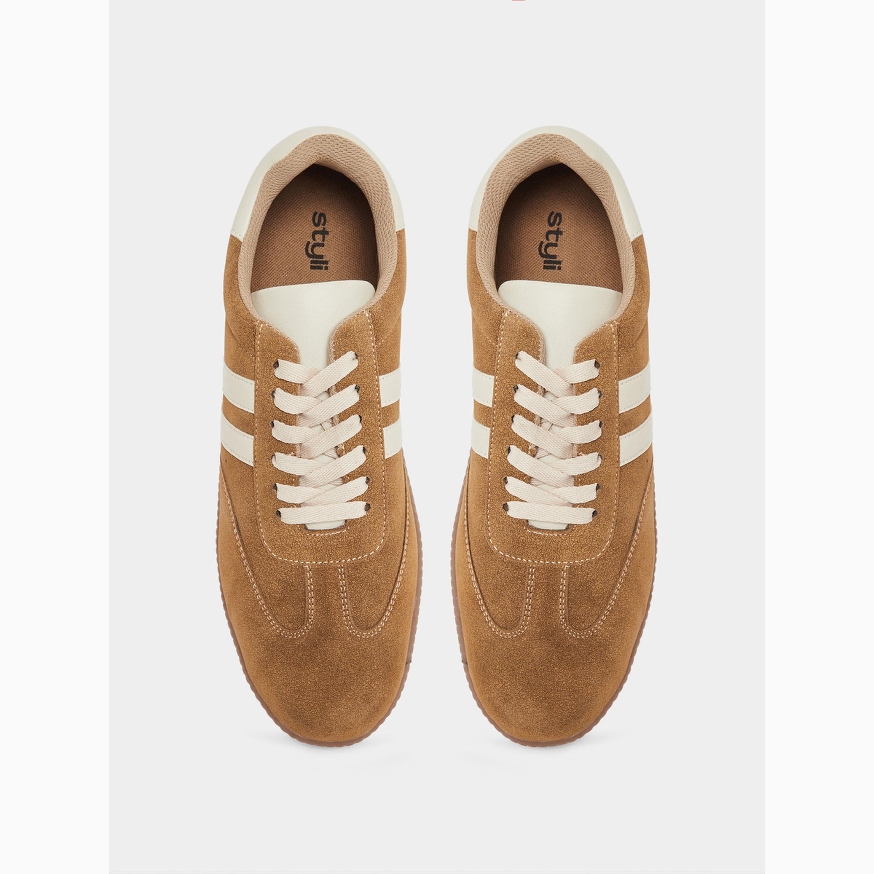 Styli Men Tan Suede Low-Top Sneakers-men-shoes-sneakers-image-3