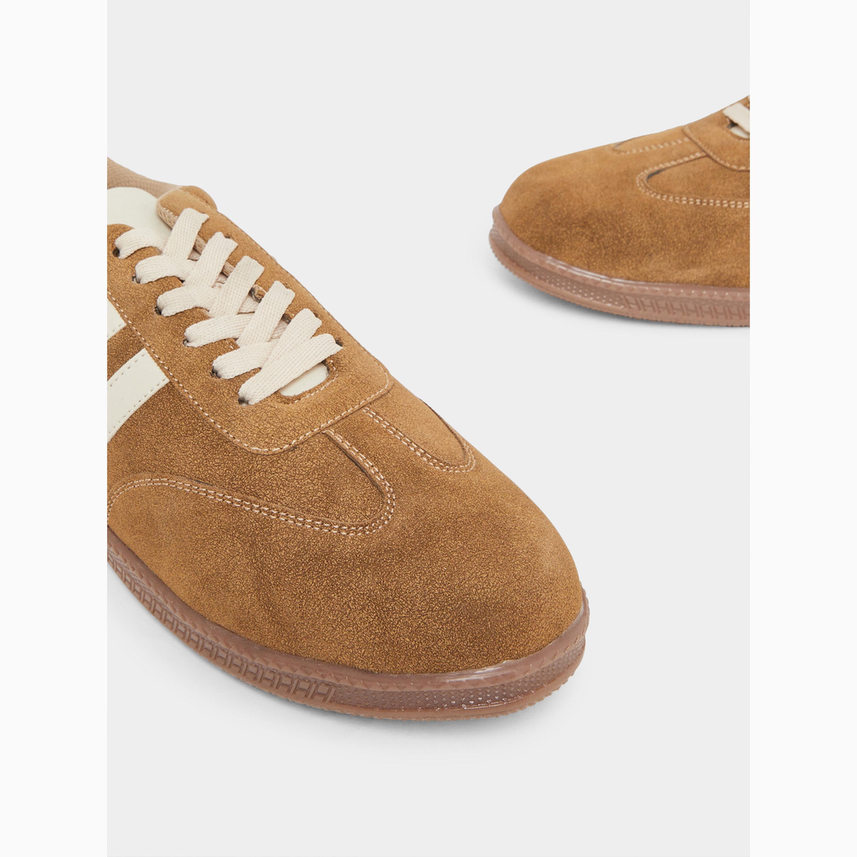 Styli Men Tan Suede Low-Top Sneakers-men-shoes-sneakers-image-4