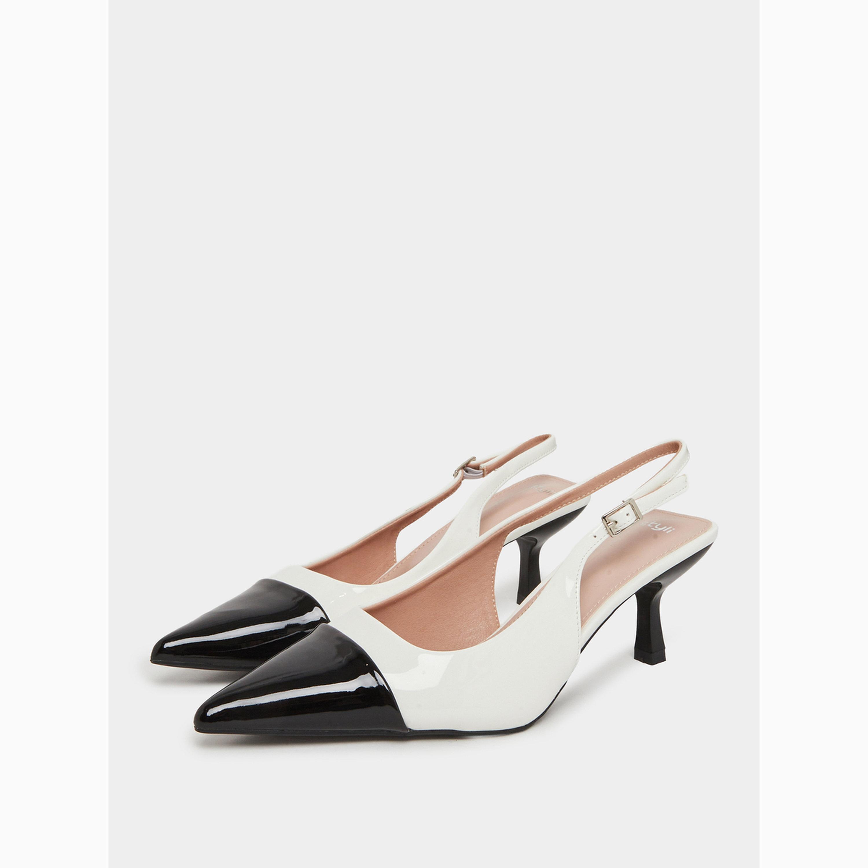 Styli White Slingback Kitten Heels Mules-women-shoes-heels-image-1