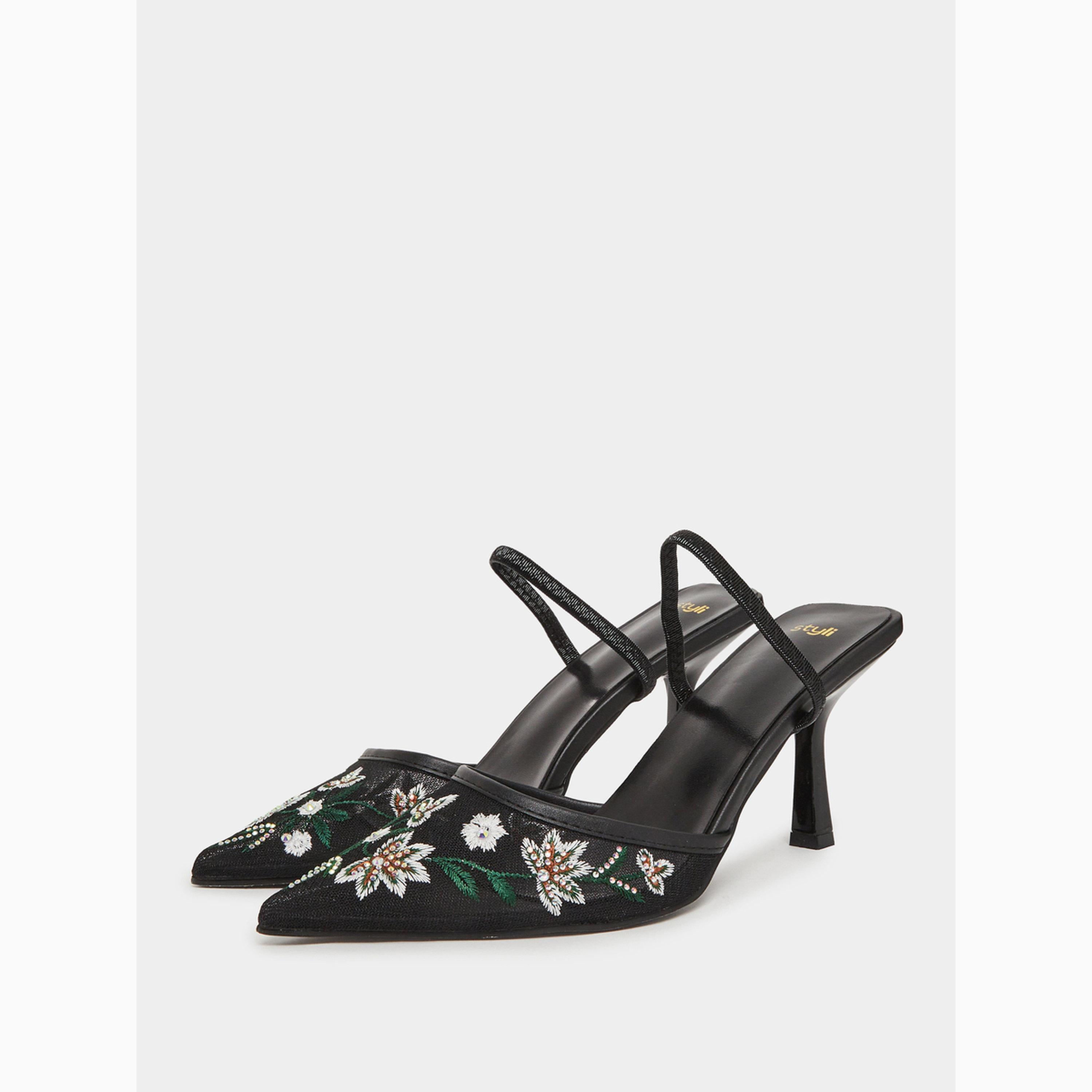 حذاء ميولز بمقدمة مدببة وتطريز-women-shoes-heels-image-1