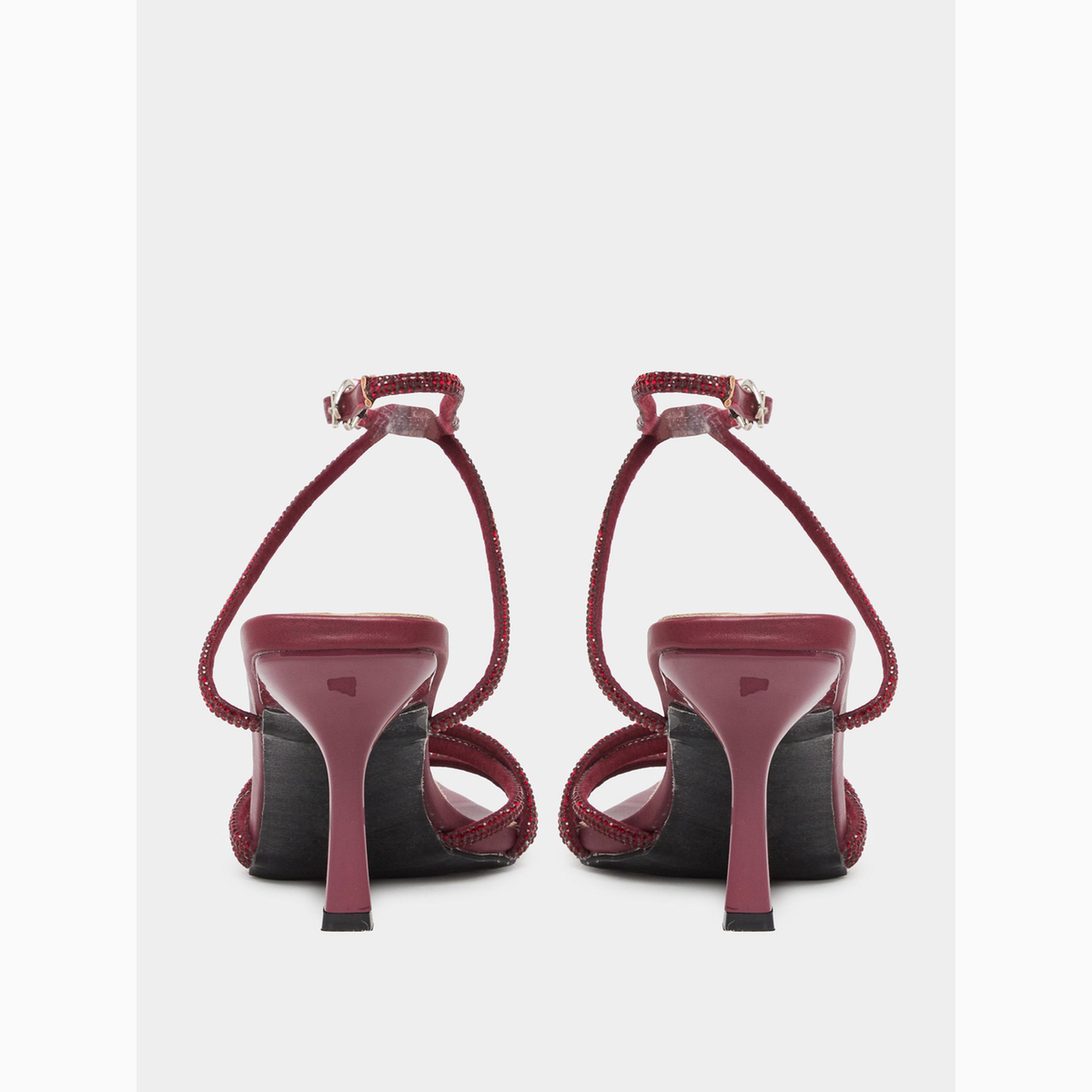 Styli Burgundy Diamante Stiletto Heel Sandals-women-shoes-sandals-heeled-image-4