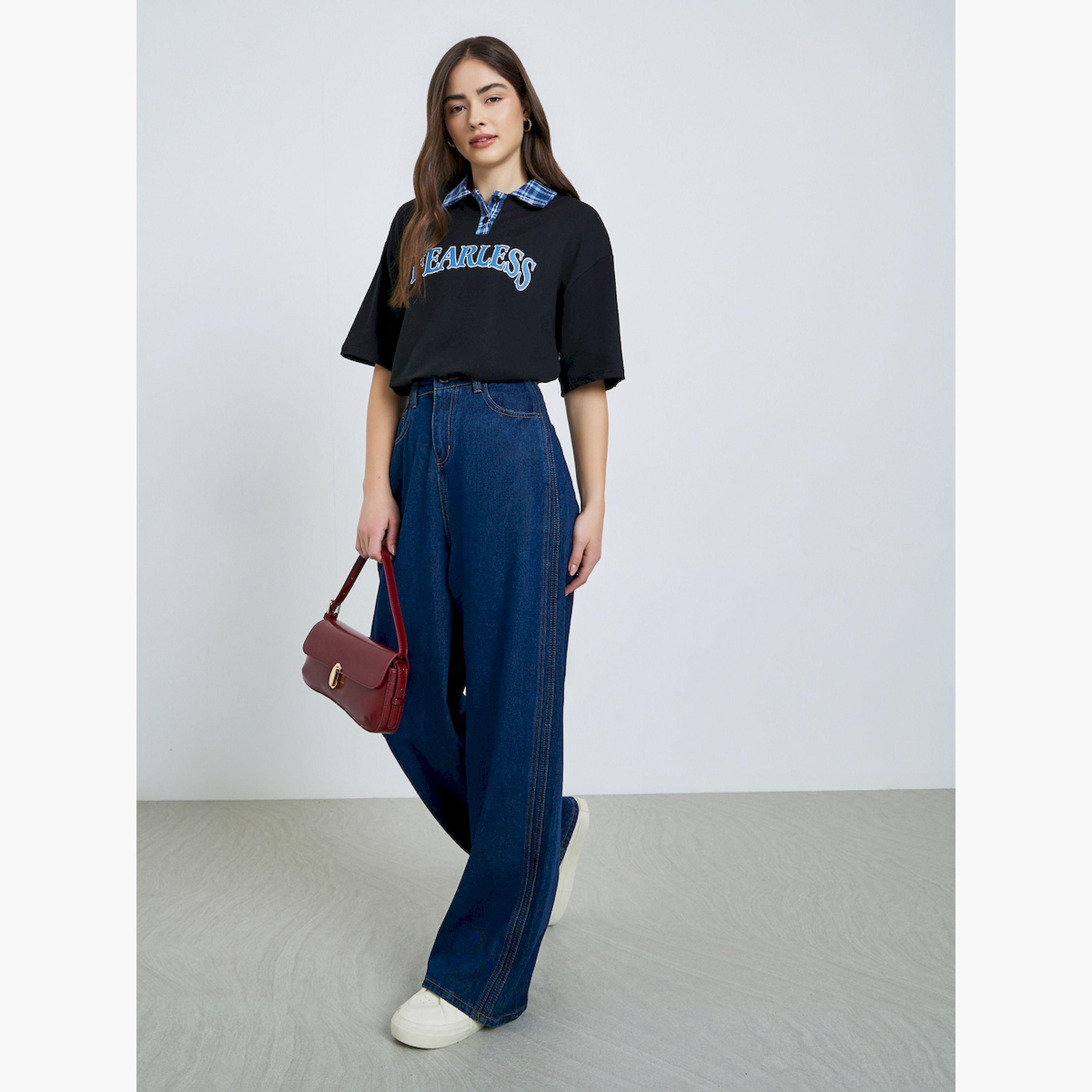 بنطال جينز بخصر مرتفع وأرجل واسعة-women-clothing-bottoms-jeans-image-2