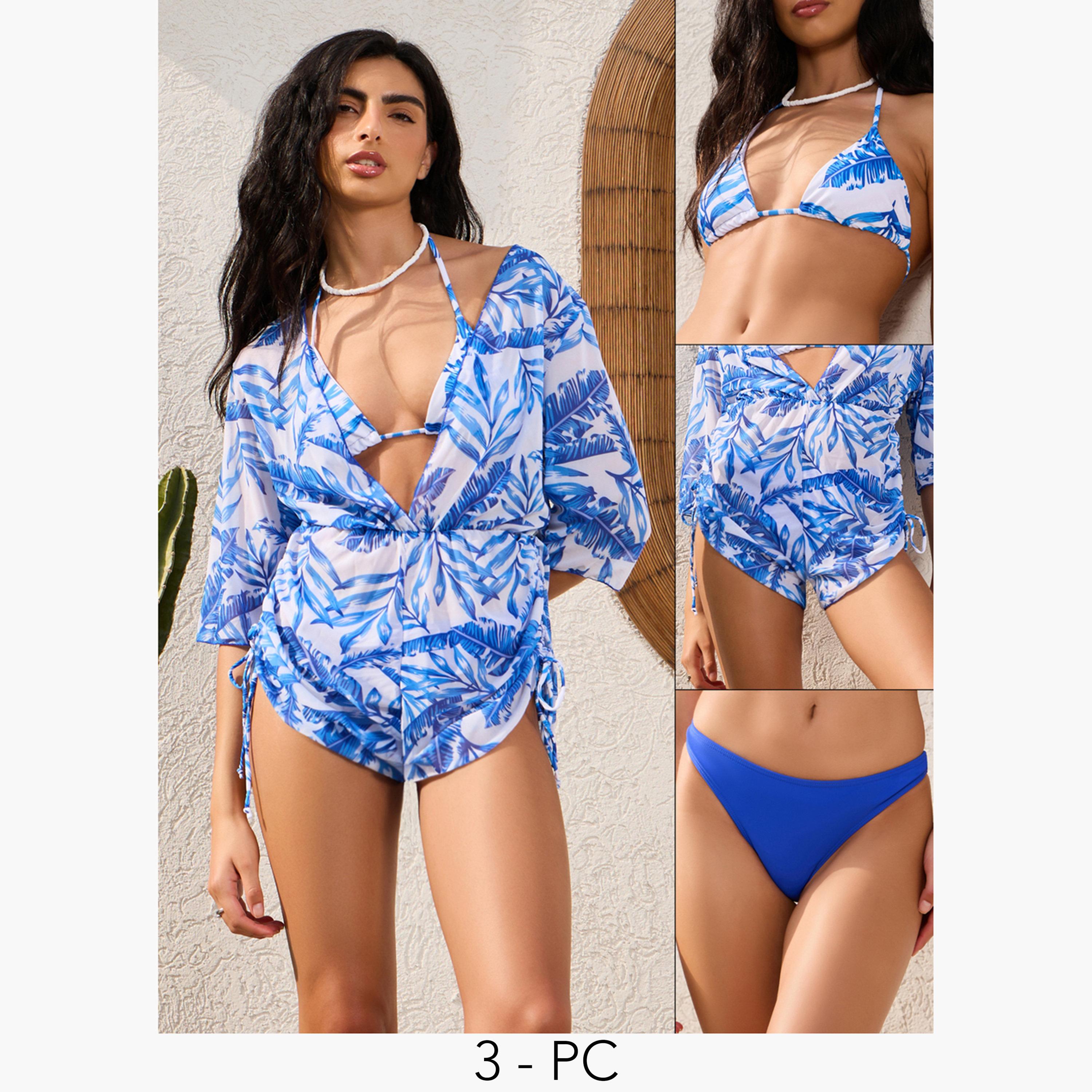Styli Pack of 3 - Tie Back Detail Padded Bikini, Briefs and Playsuit Cover Up-women-clothing-swimandbeach-swim-swimsuits-image-1